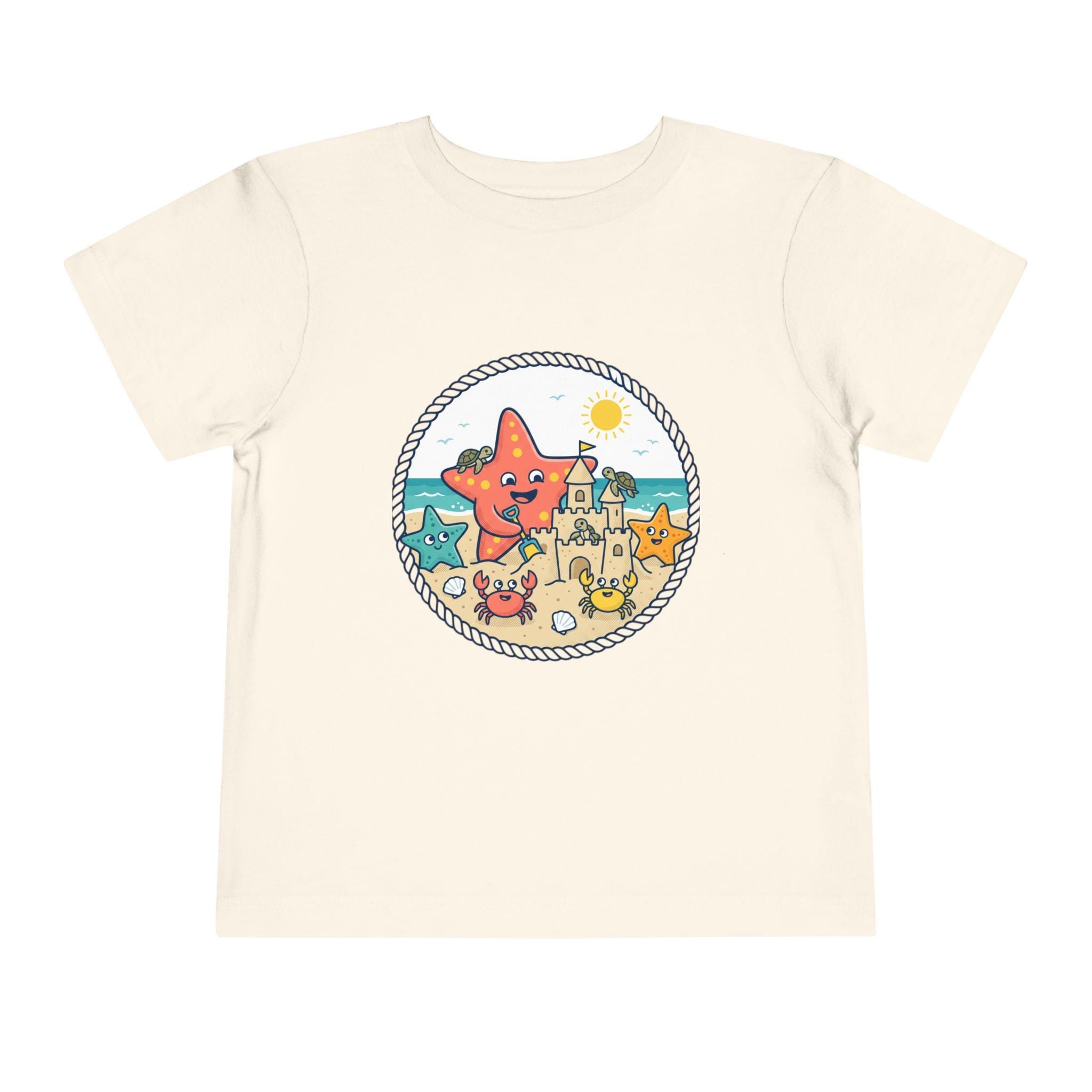 Starfish Beach Scene Toddler Tee | Sandcastle, Ocean Friends