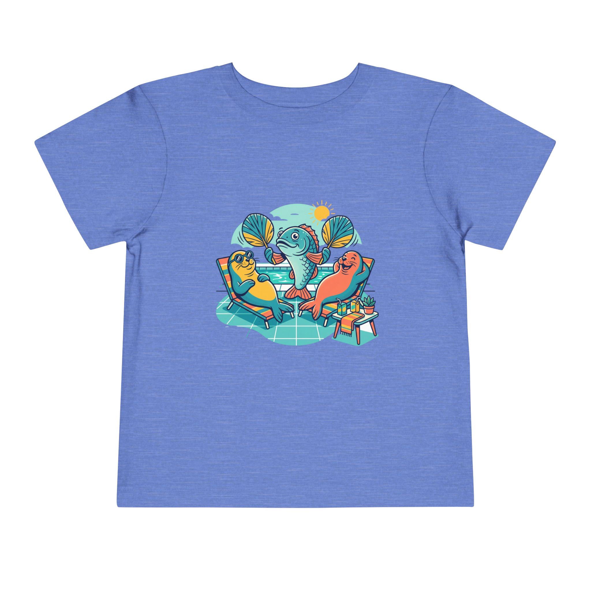 Toddler Tee | Pool Party Penguins Beach Scene Illustration