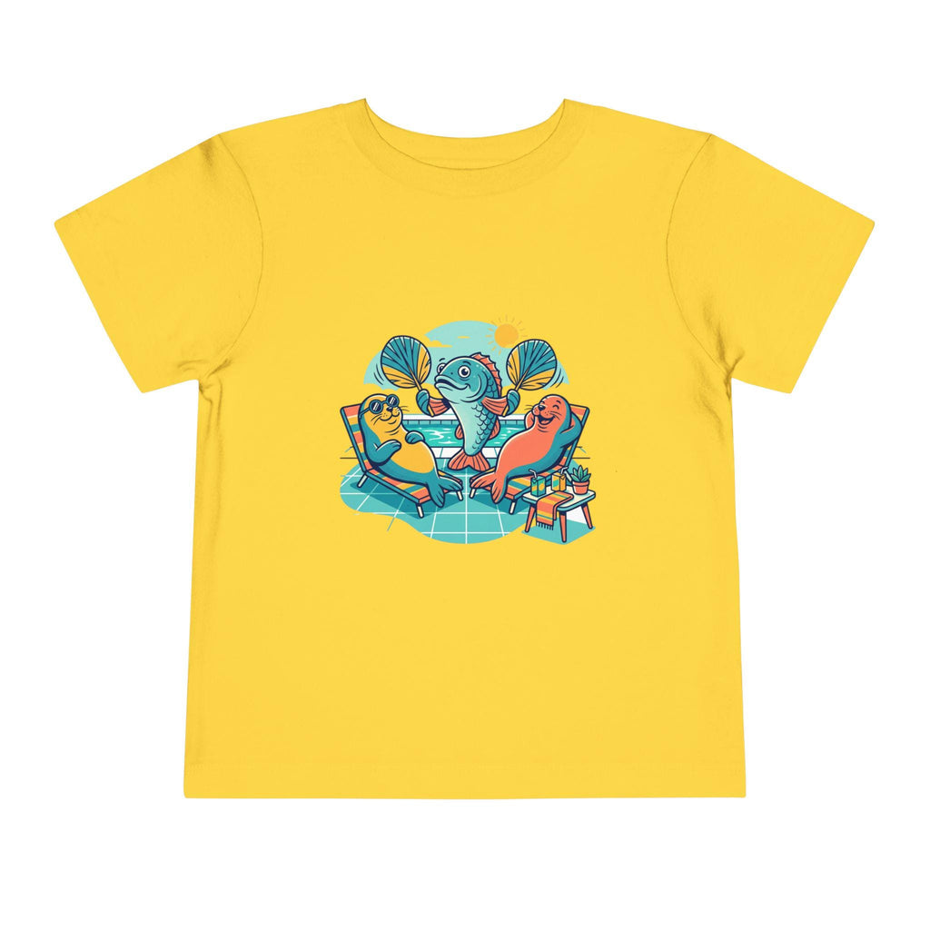 Toddler Tee | Pool Party Penguins Beach Scene Illustration
