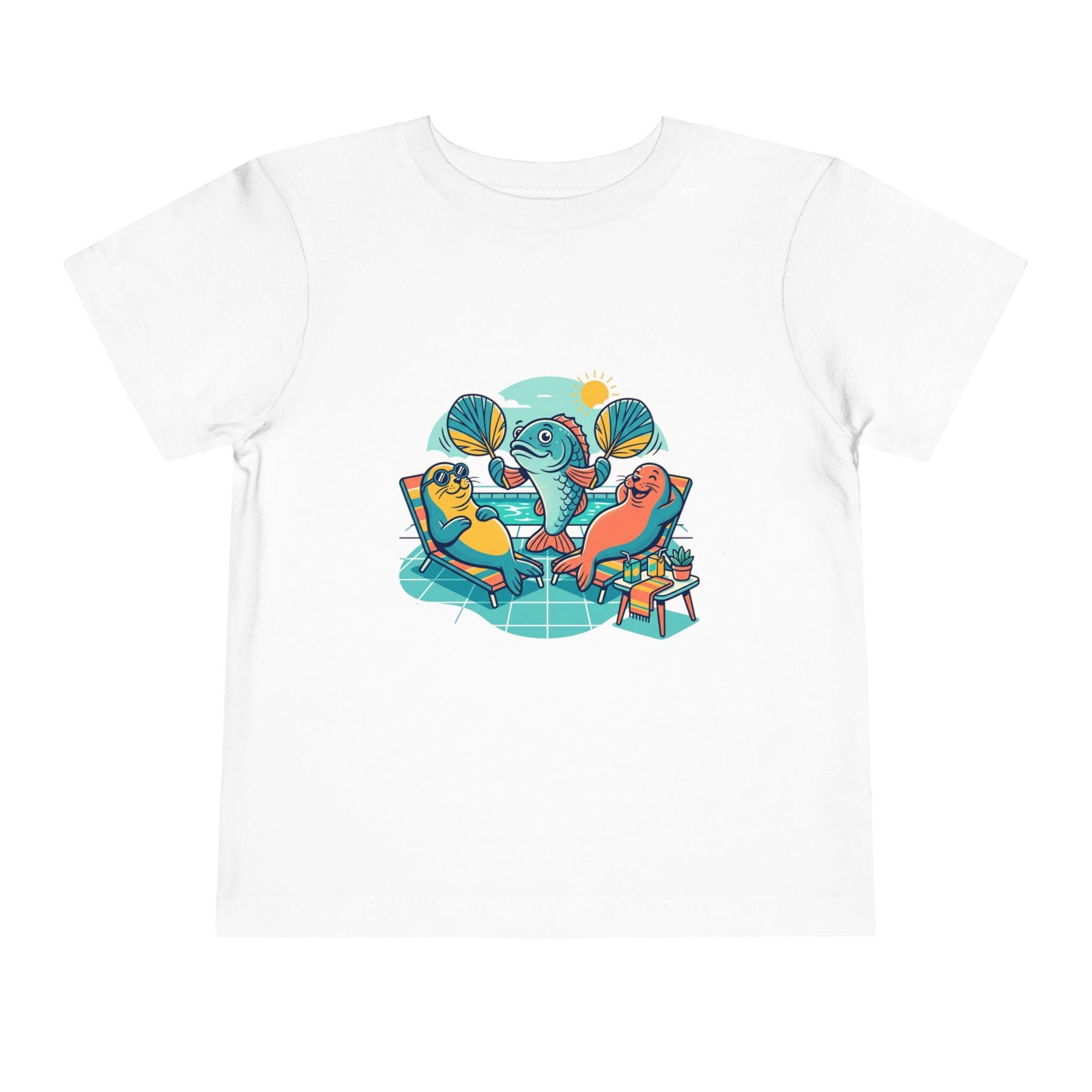 Toddler Tee | Pool Party Penguins Beach Scene Illustration