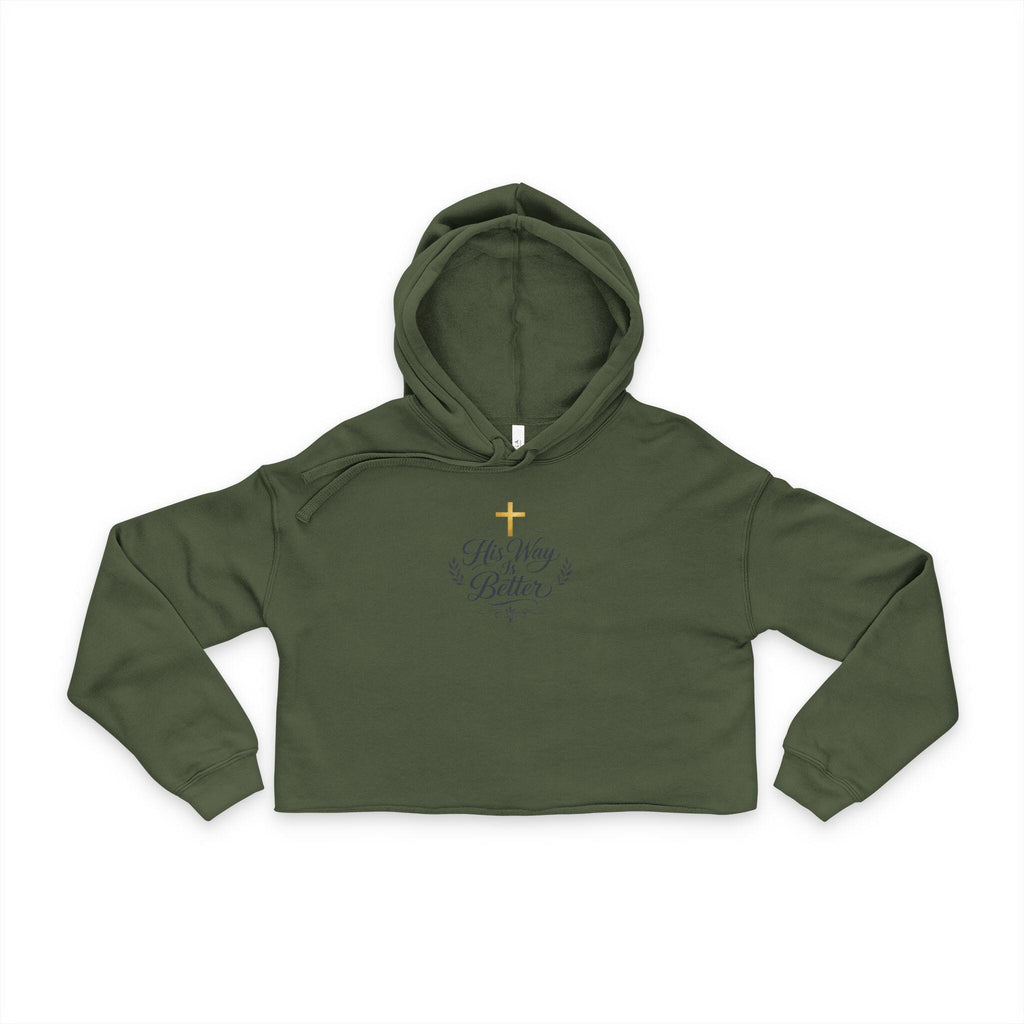 Gold Cross Floral Heart Cropped Hoodie | Religious Faith Christian Apparel