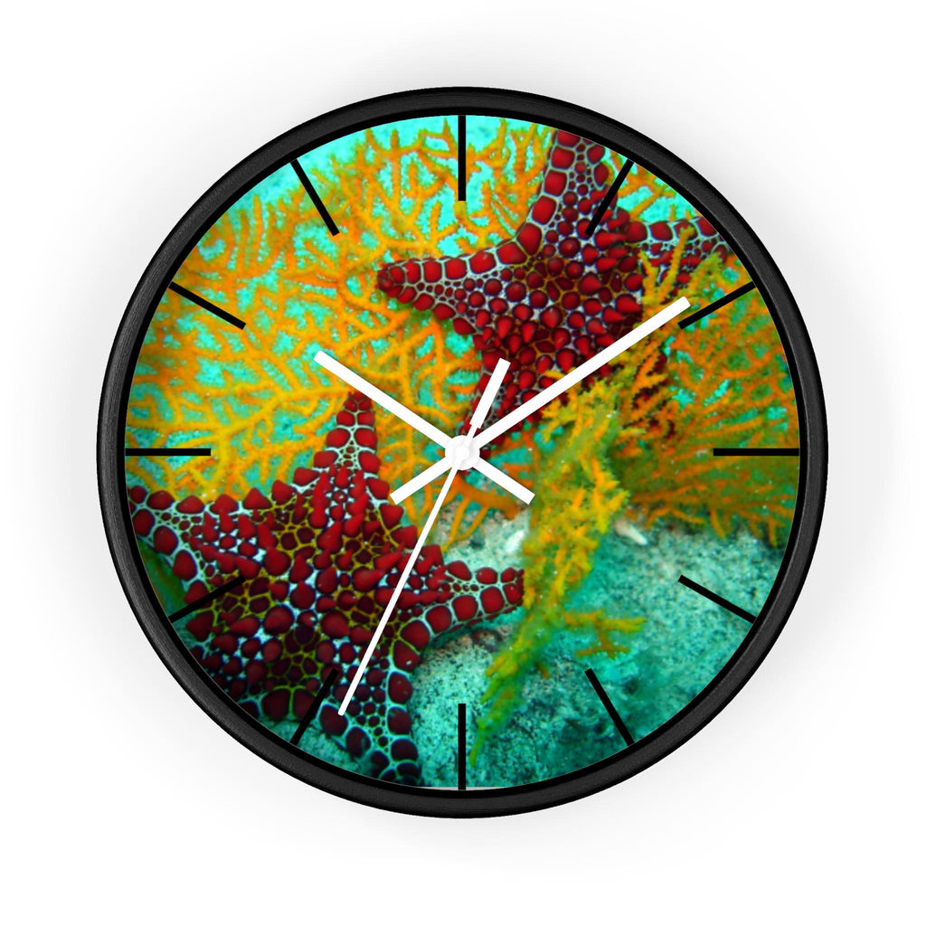 Starfish Ocean Seascape Wall Clock, Coastal Beach House Decor