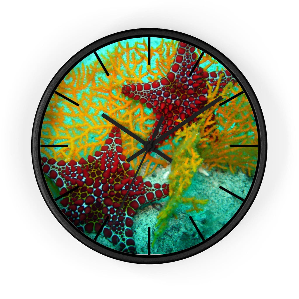 Starfish Ocean Seascape Wall Clock, Coastal Beach House Decor