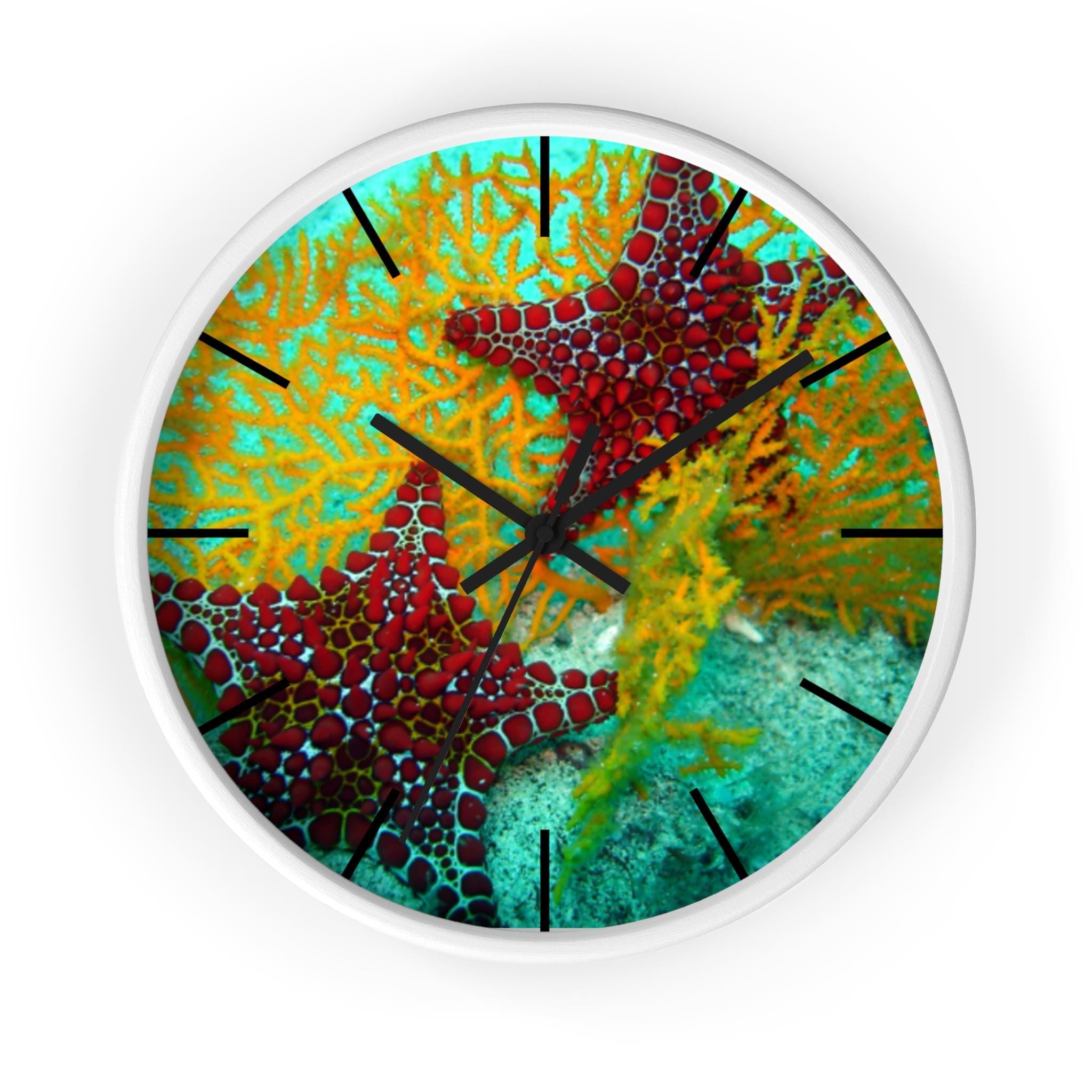 Starfish Ocean Seascape Wall Clock, Coastal Beach House Decor