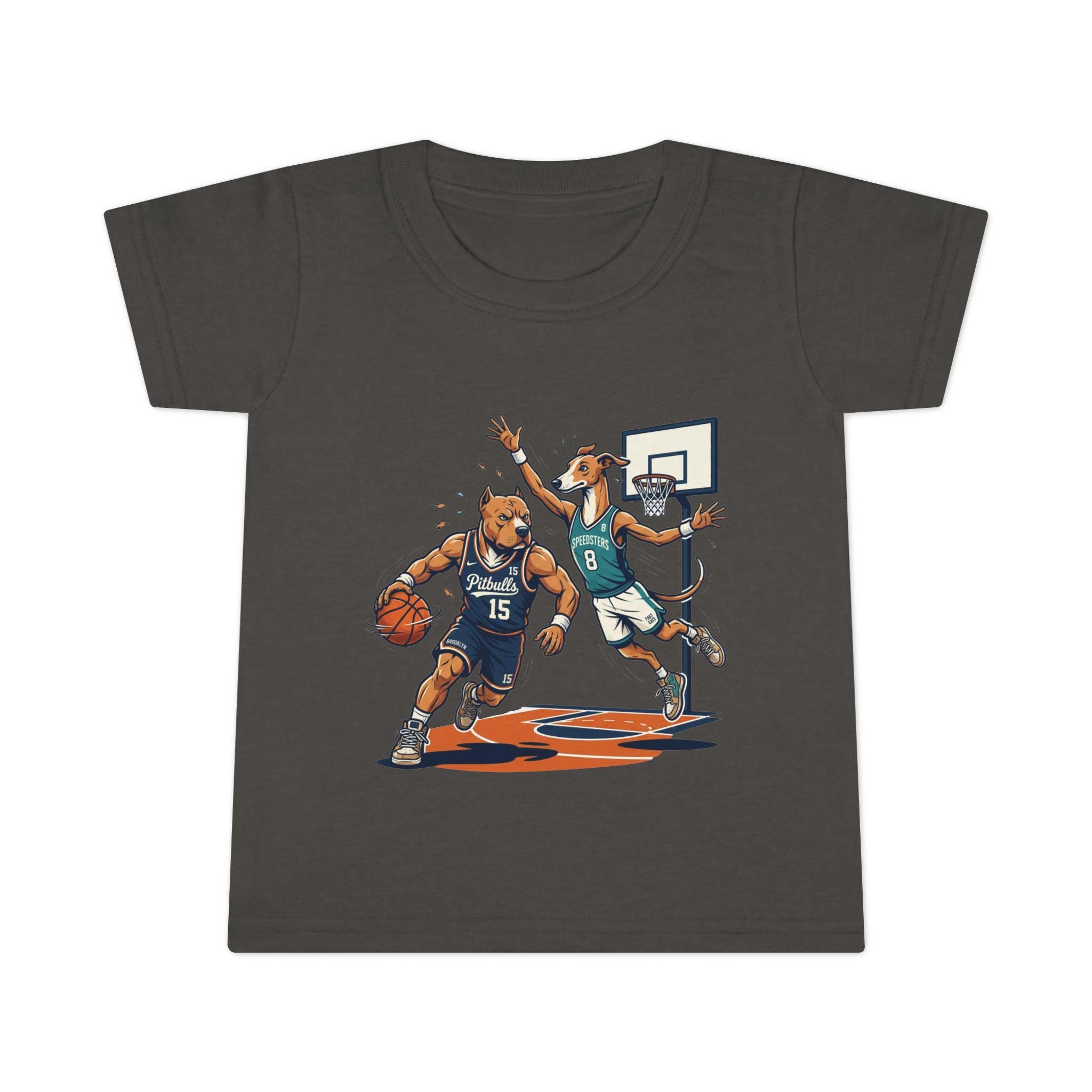Basketball Dogs Toddler T-shirt | Playful Court Pup Illustration