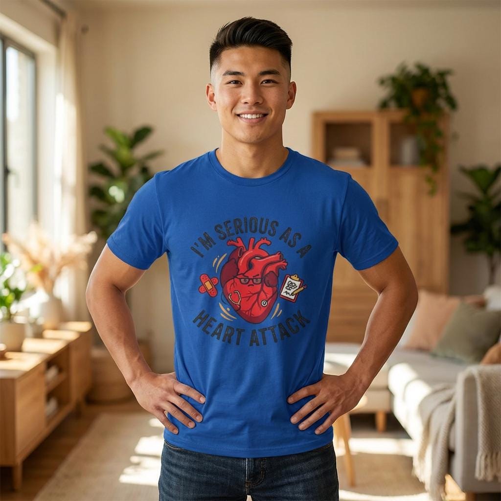 Anatomical Heart Illustration T-Shirt | "I'm Serious as a Heart Attack" Graphic