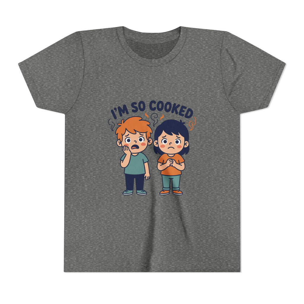 I'm So Cooked kids tee | Funny cartoon kids shirt, hot and tired design