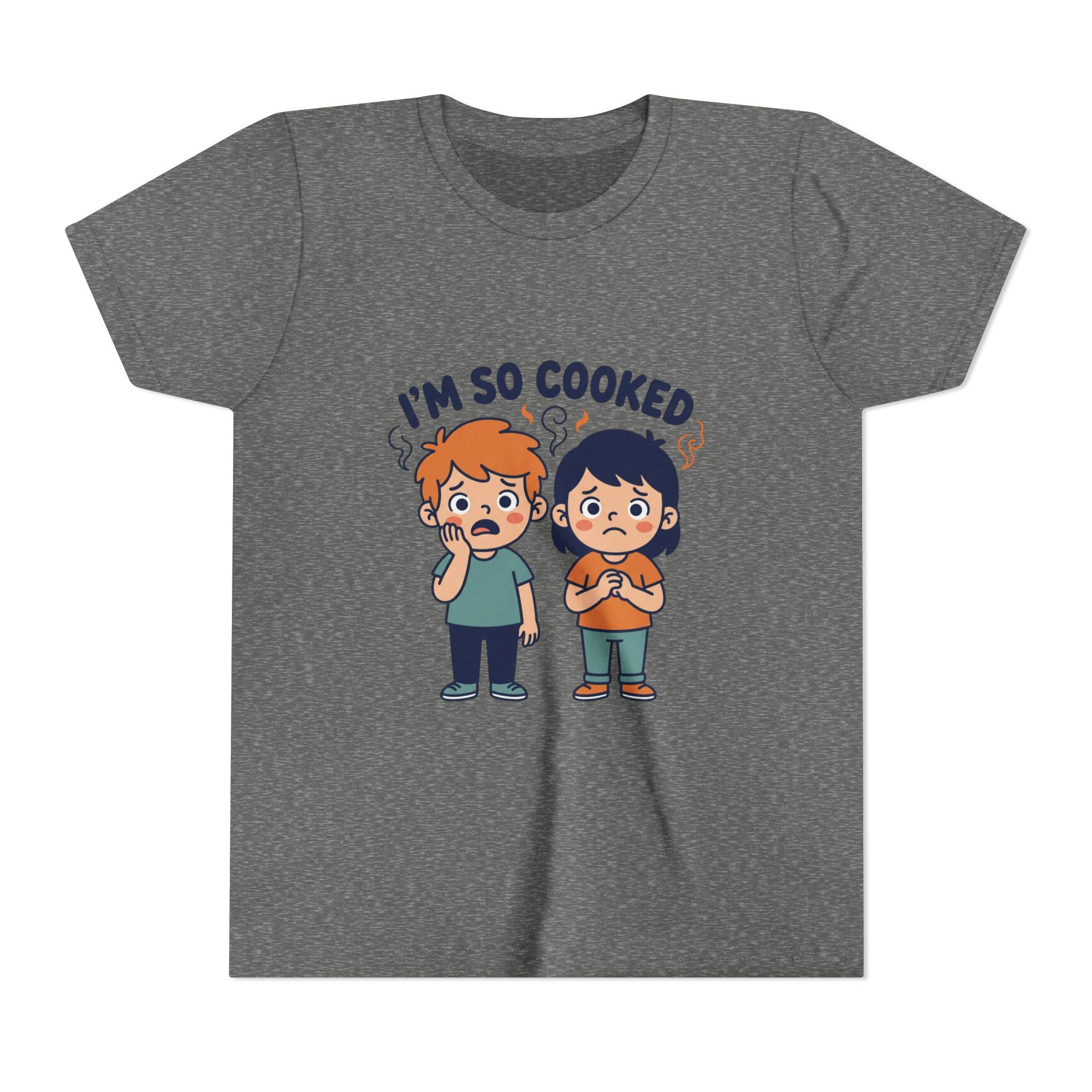 I'm So Cooked kids tee | Funny cartoon kids shirt, hot and tired design