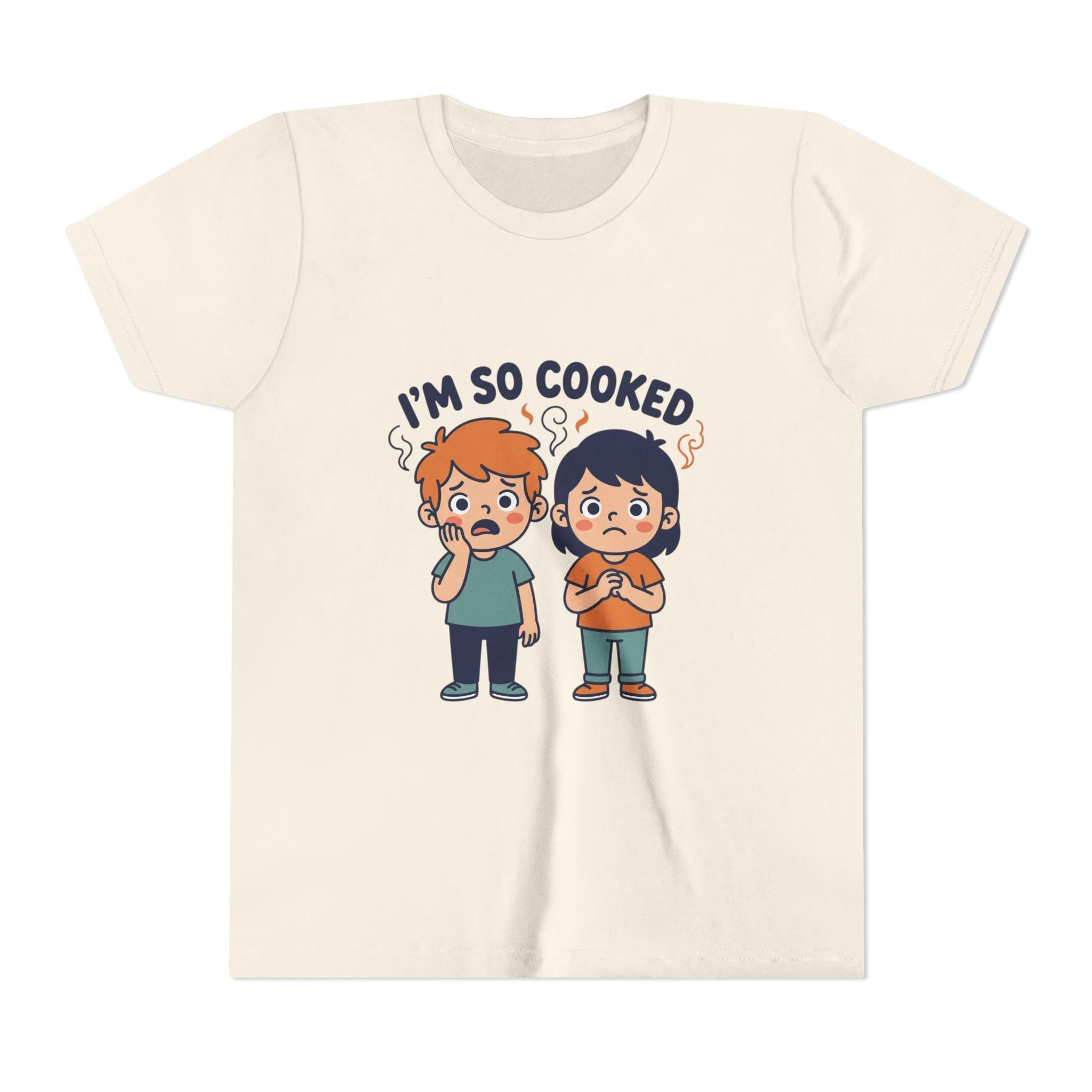 I'm So Cooked kids tee | Funny cartoon kids shirt, hot and tired design