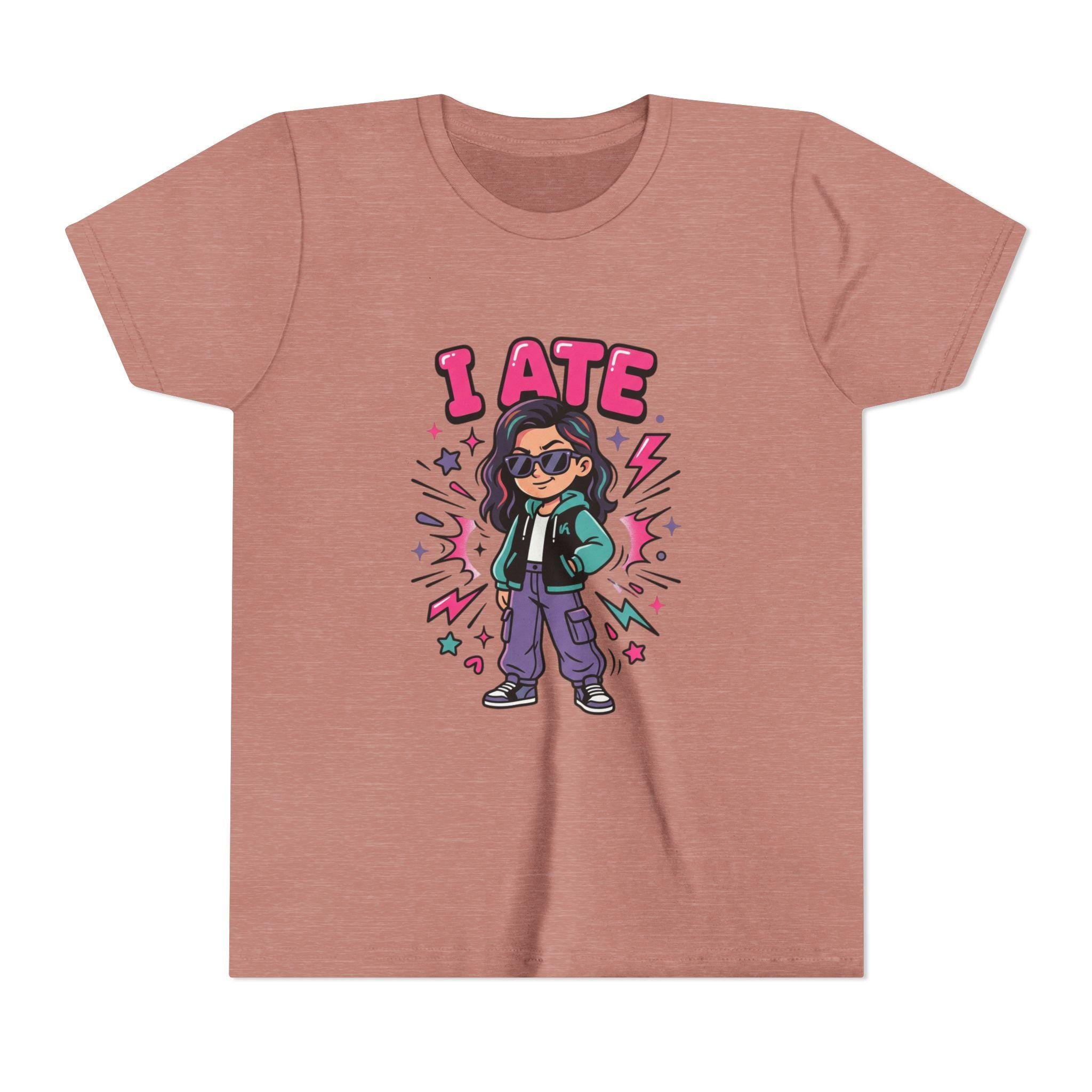 I ATE Kid Tee | Cartoon Girl Candy Snack Graphic, Youth T-Shirt