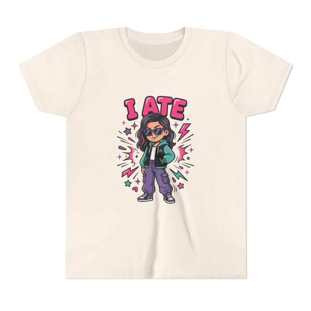I ATE Kid Tee | Cartoon Girl Candy Snack Graphic, Youth T-Shirt
