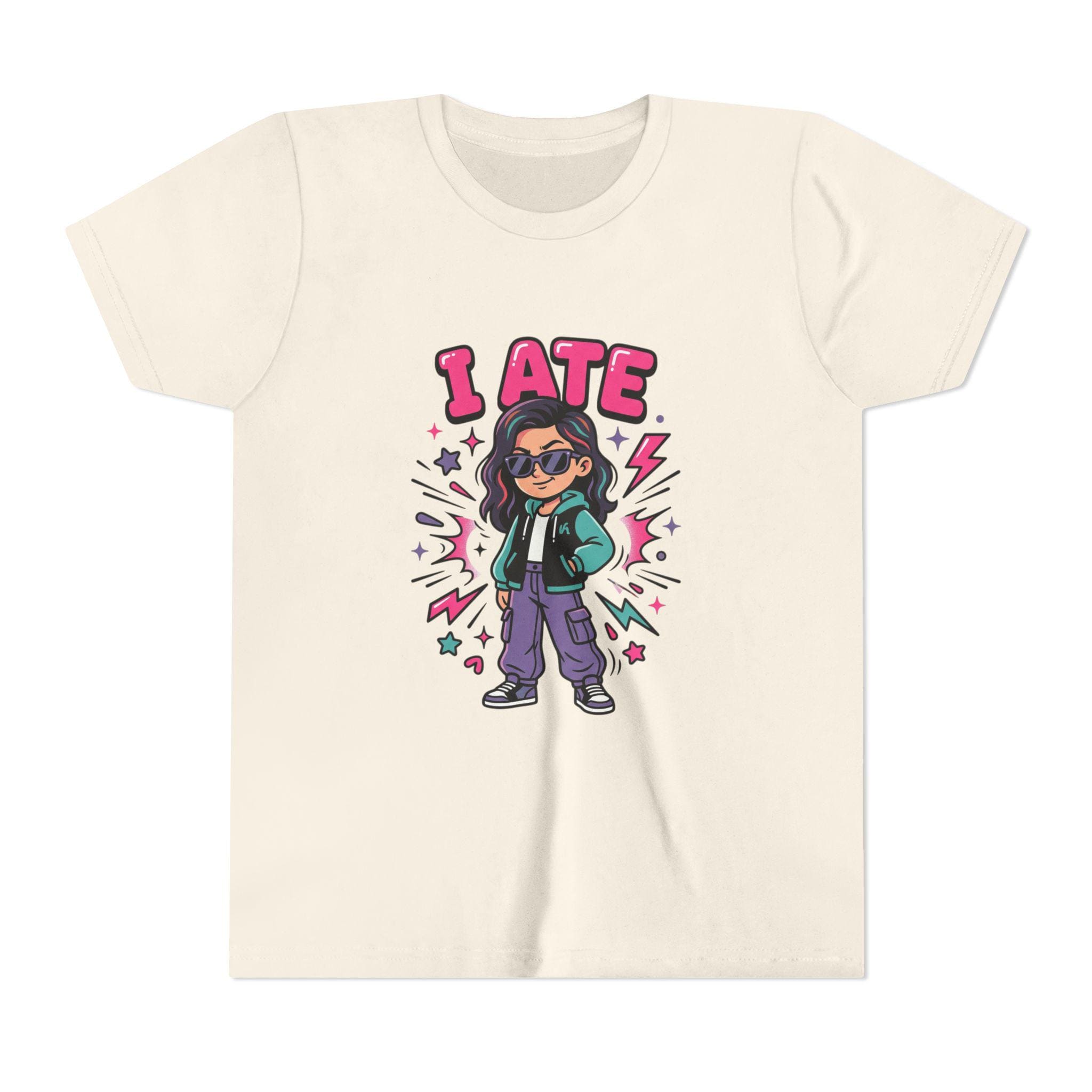 I ATE Kid Tee | Cartoon Girl Candy Snack Graphic, Youth T-Shirt