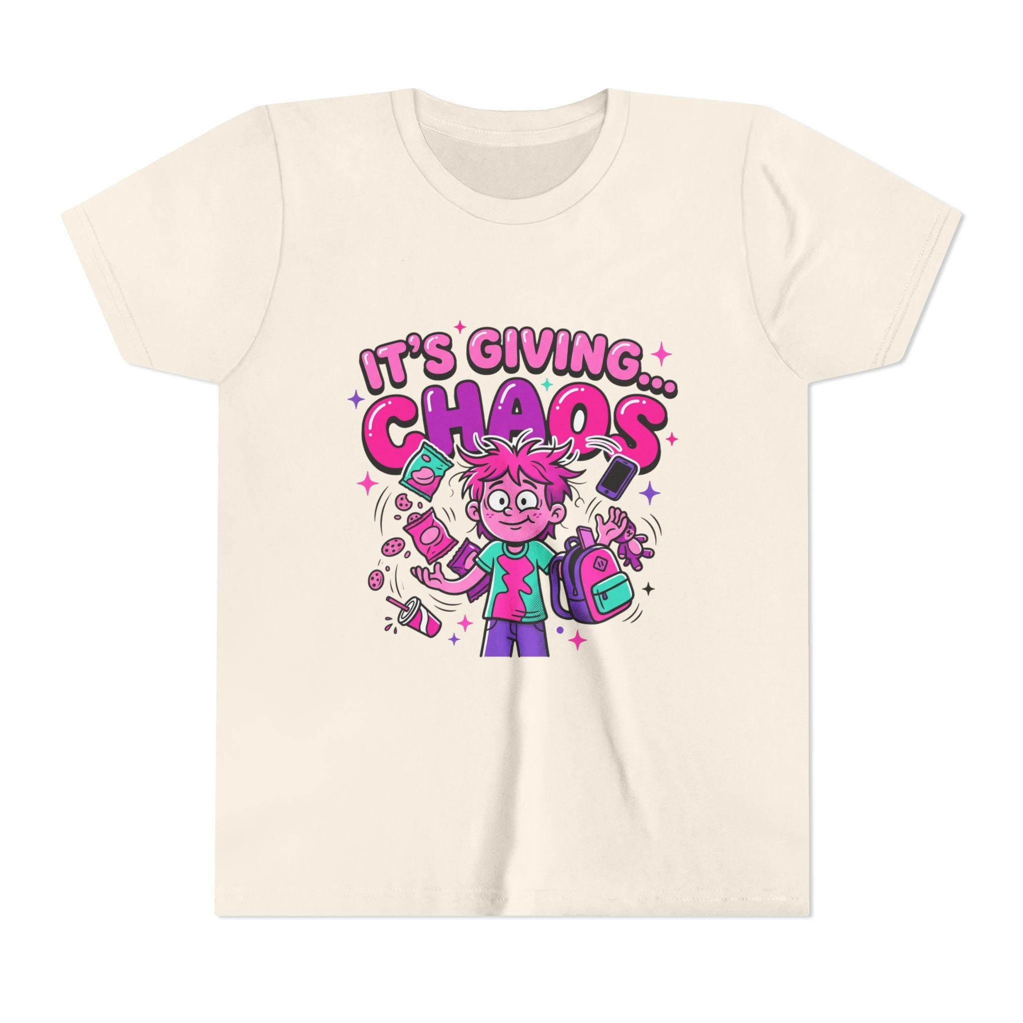 Youth Tee | Playful Chaos Cartoon Illustration, Neon Colors Graphic