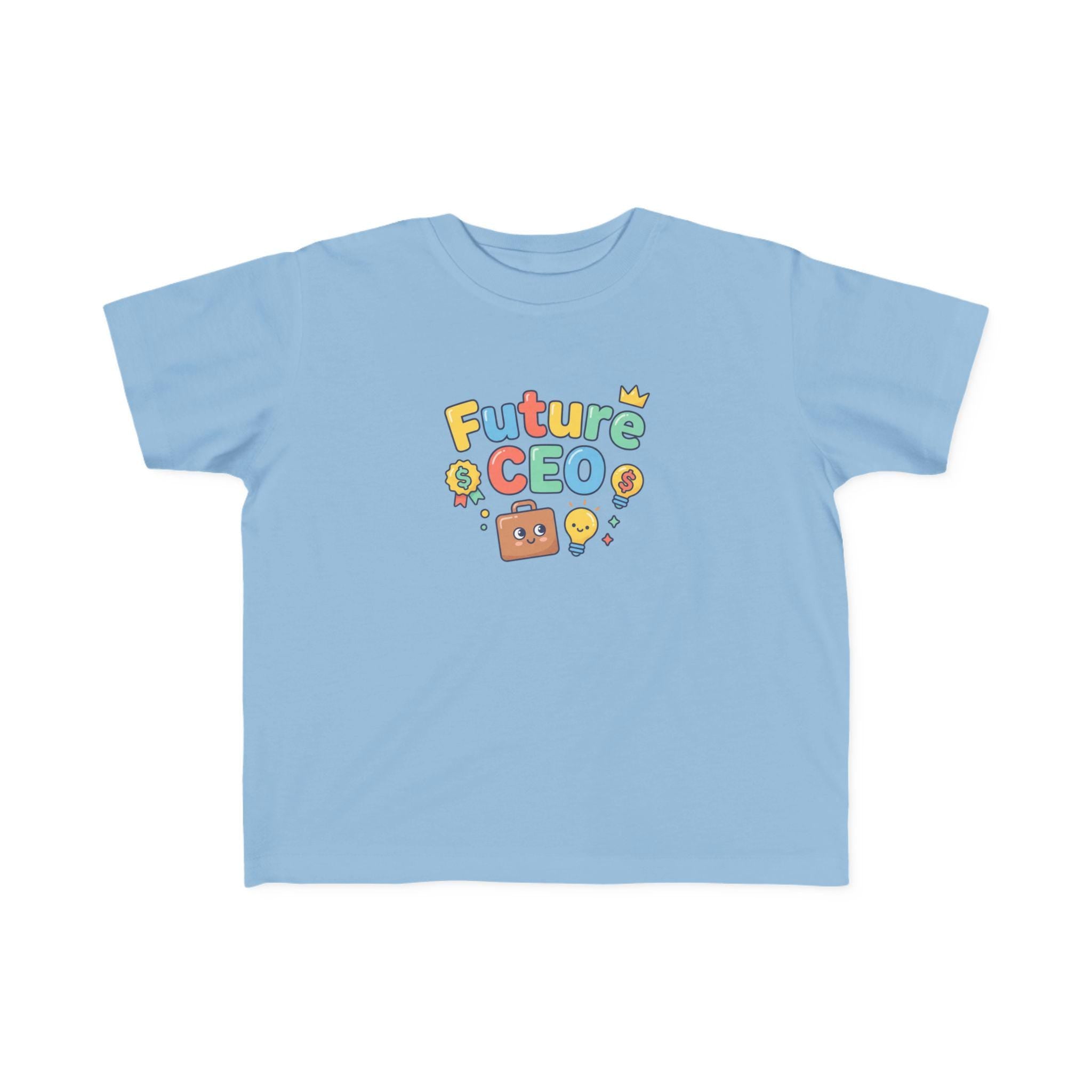 Future CEO Toddler Tee | Cartoon Briefcase, Crown, Lightbulb Graphic