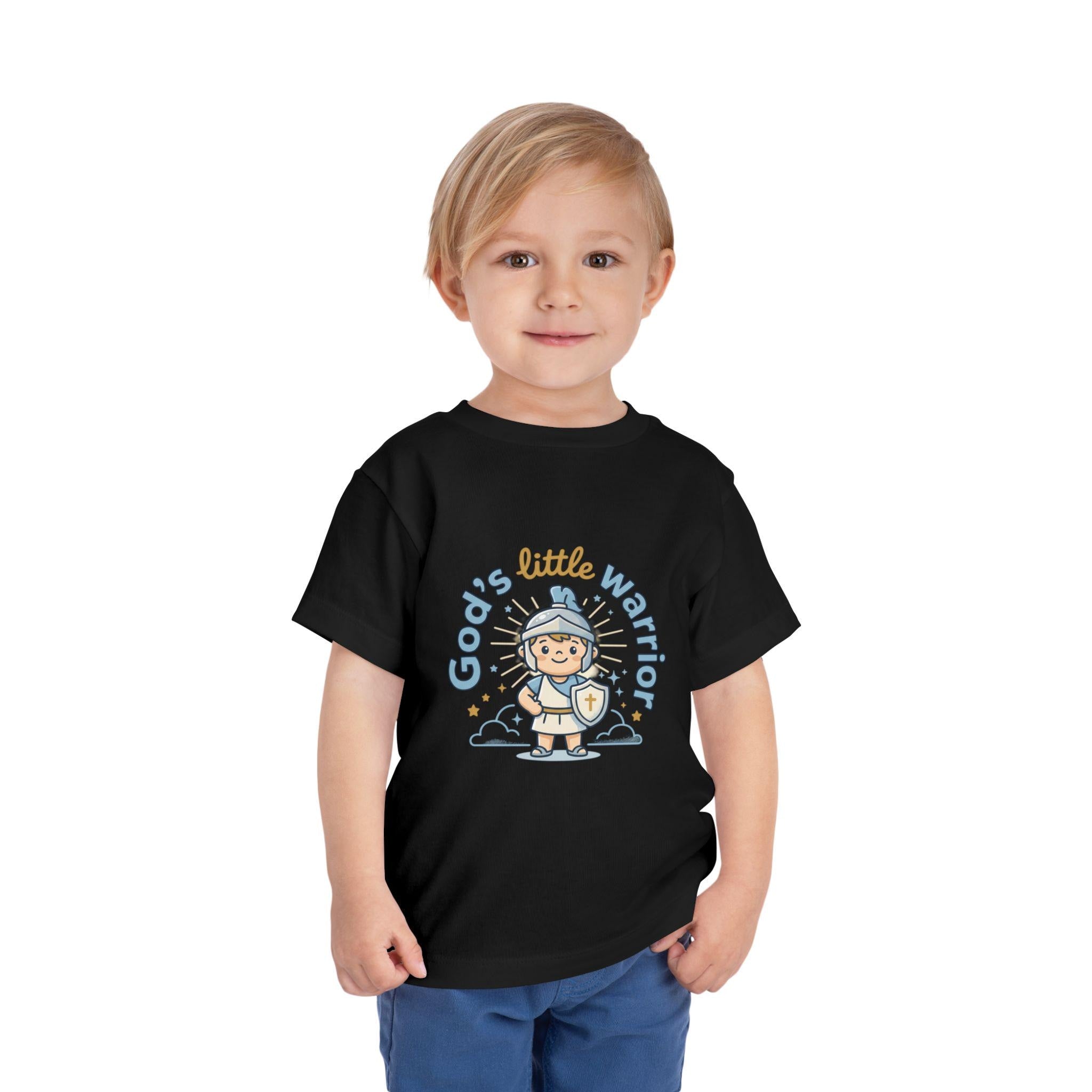 God's Little Warrior toddler tee | Christian knight graphic
