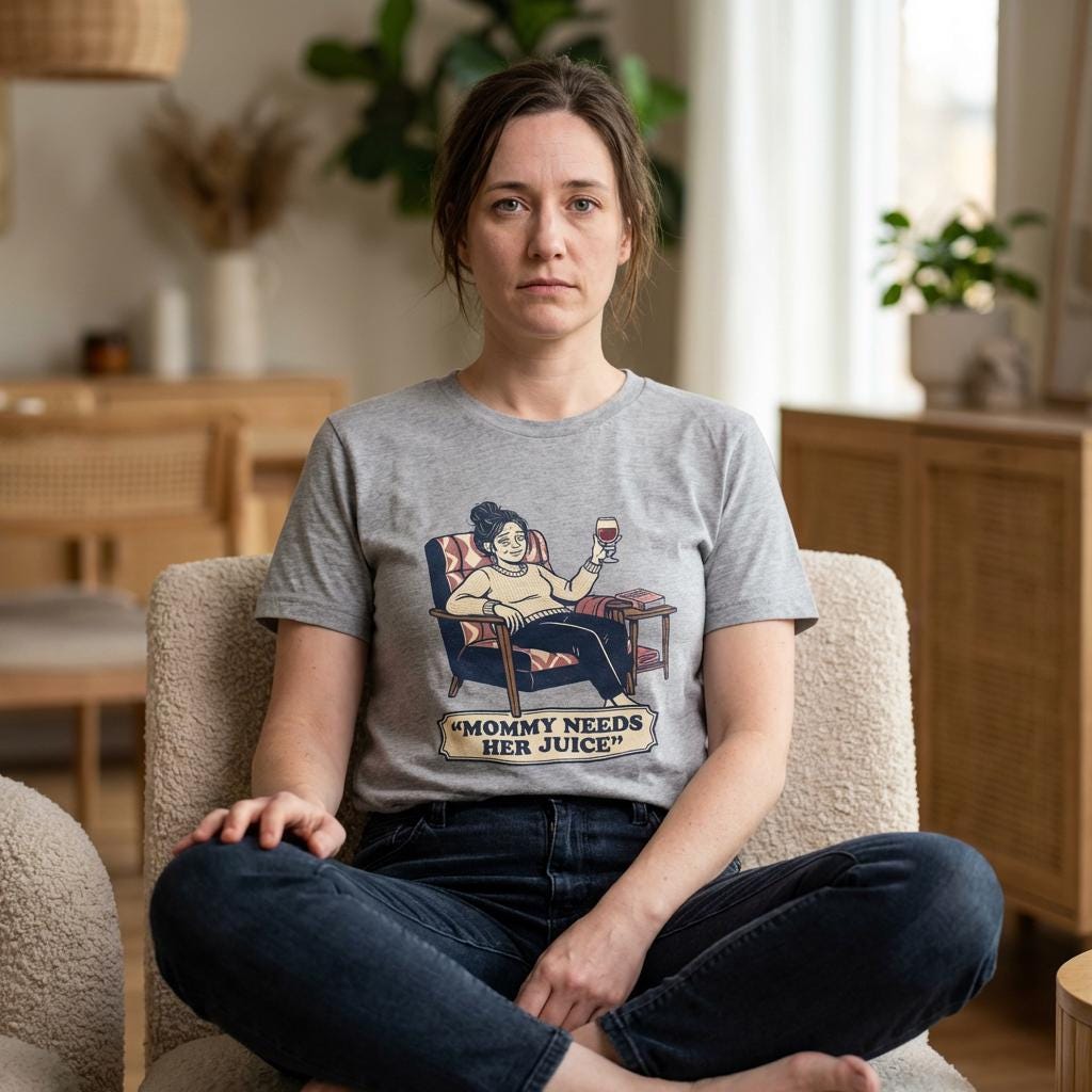 Mommy Needs Her Juice T-Shirt | Mom Wine Tee, Relaxing Mom Illustration