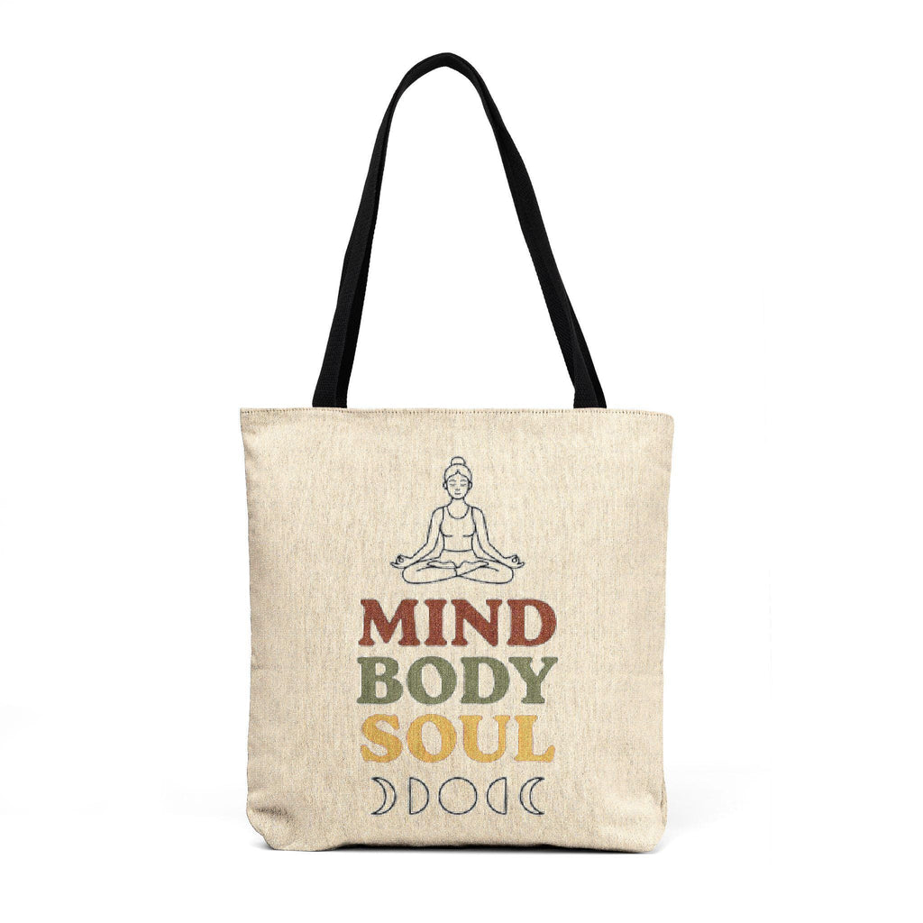 Mind Body Soul woven tote | Meditation Buddha cross-stitch design
