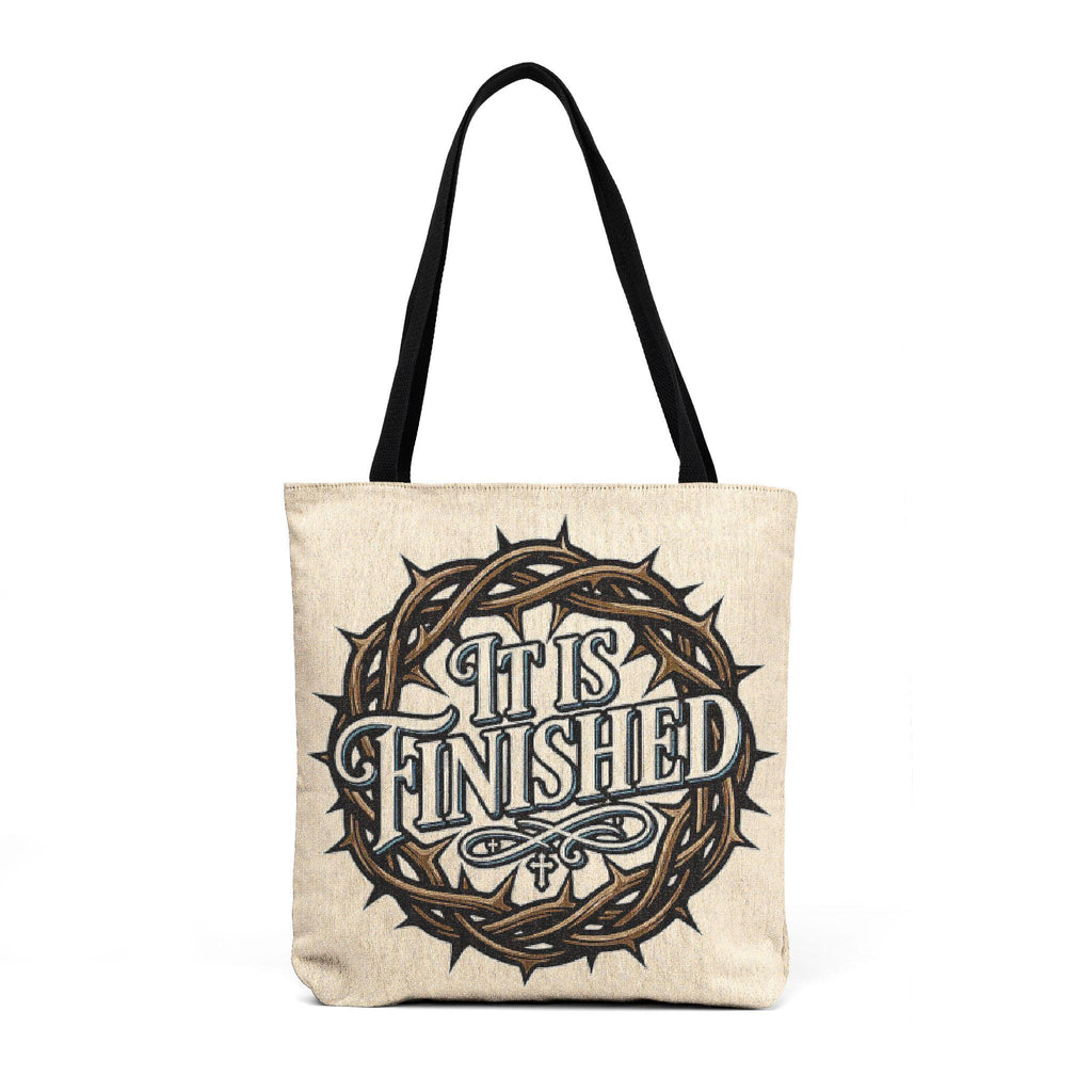 Let It Be Finished Tote | Crown of Thorns Scripture Typography Tote