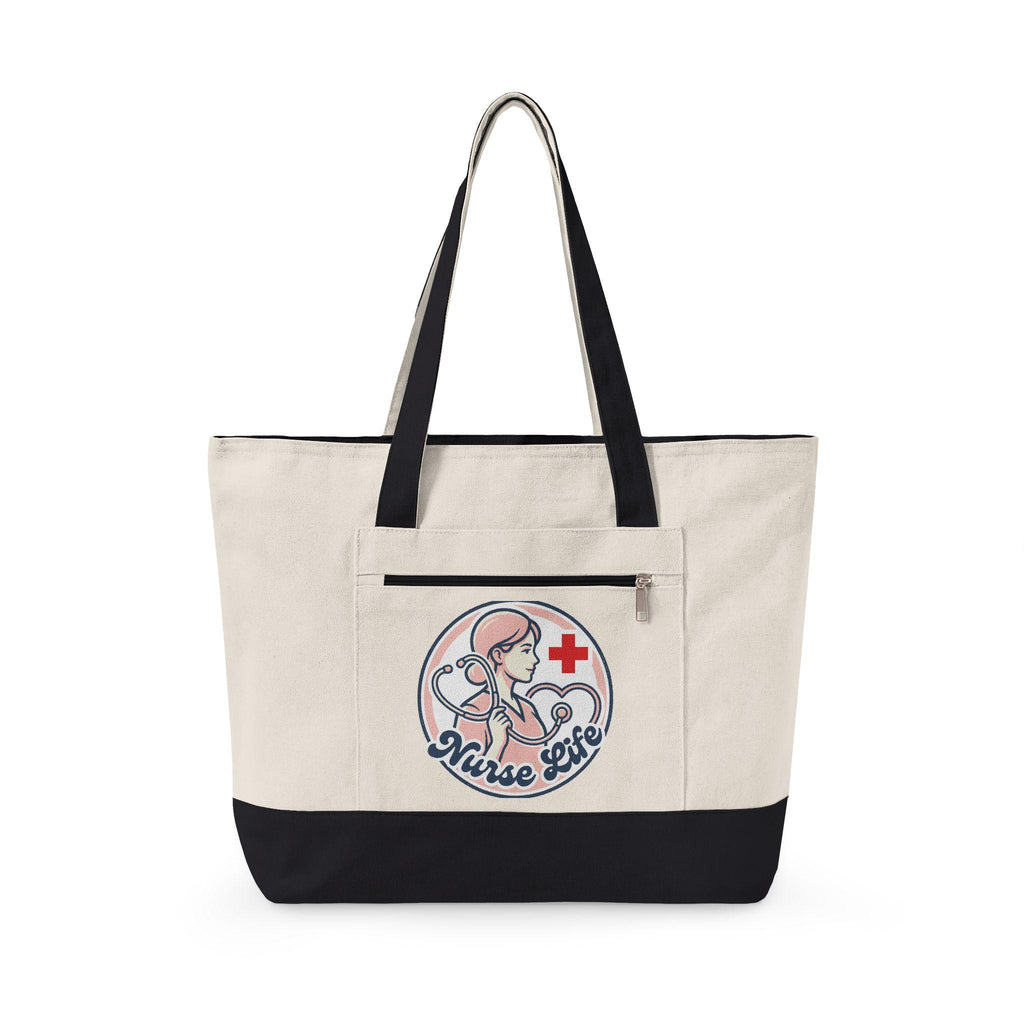 Nurse Life stethoscope heartbeat Zippered Canvas Tote | Nursing bag