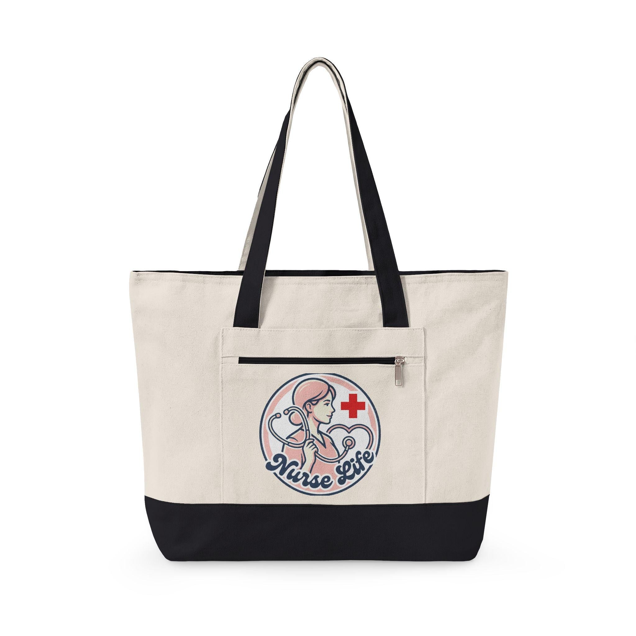 Nurse Life stethoscope heartbeat Zippered Canvas Tote | Nursing bag