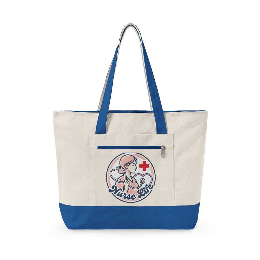 Nurse Life stethoscope heartbeat Zippered Canvas Tote | Nursing bag