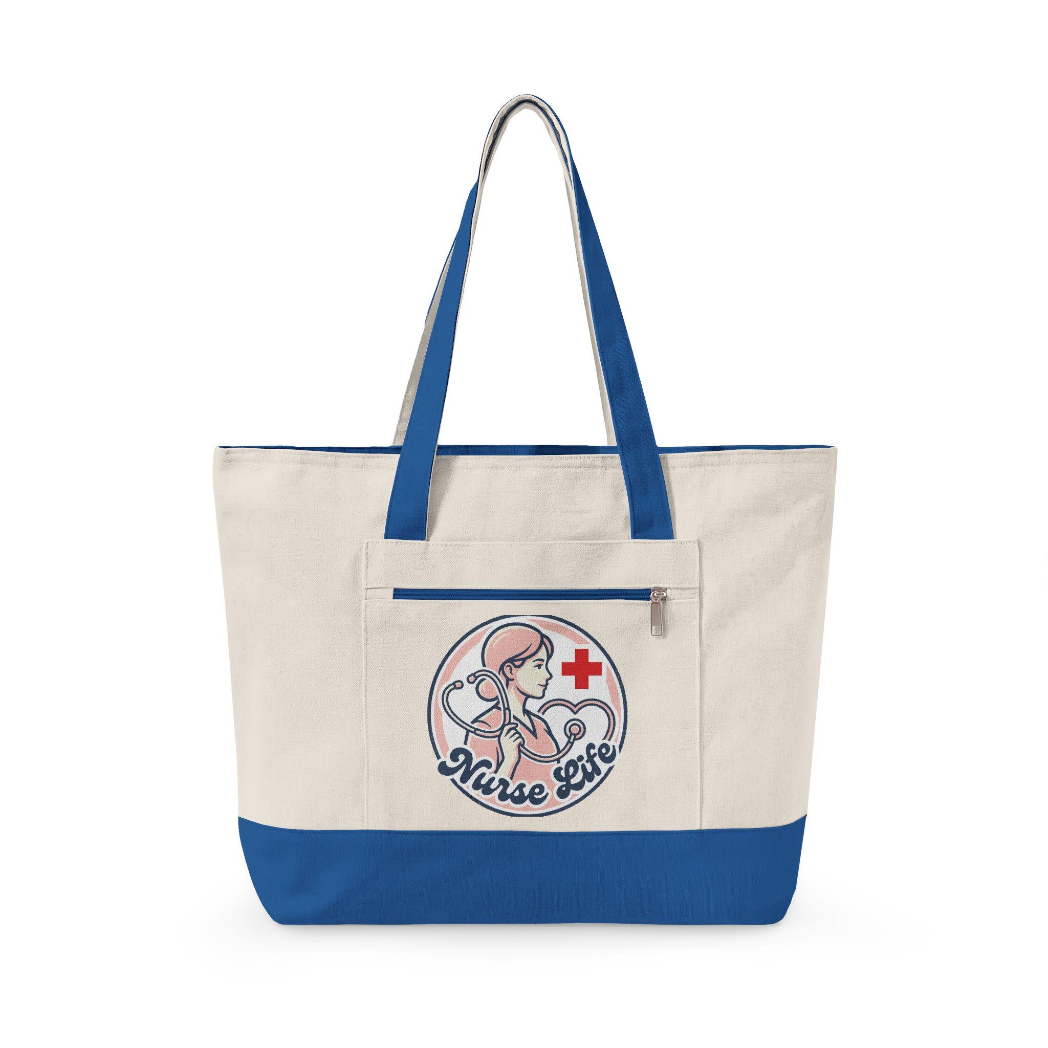 Nurse Life stethoscope heartbeat Zippered Canvas Tote | Nursing bag