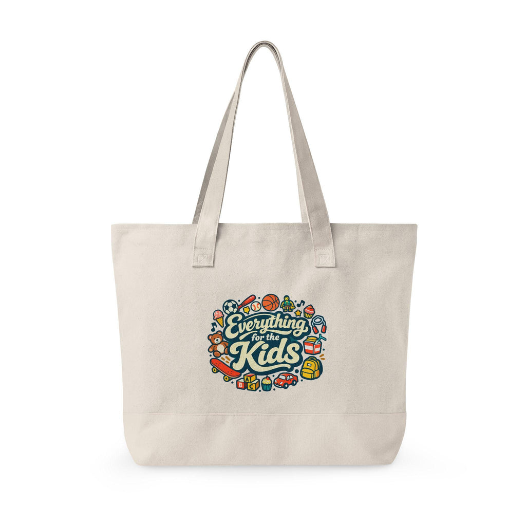 Everything for the Kids Zippered Canvas Tote | Kids Supplies Illustration
