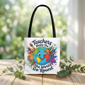 Teachers Make the World Go Round Tote Bag | Colorful Earth Art