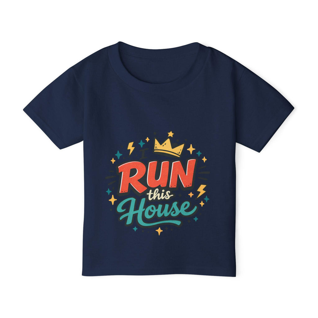 Run This House Toddler T-shirt | Crown Graphic, Bold Retro Script