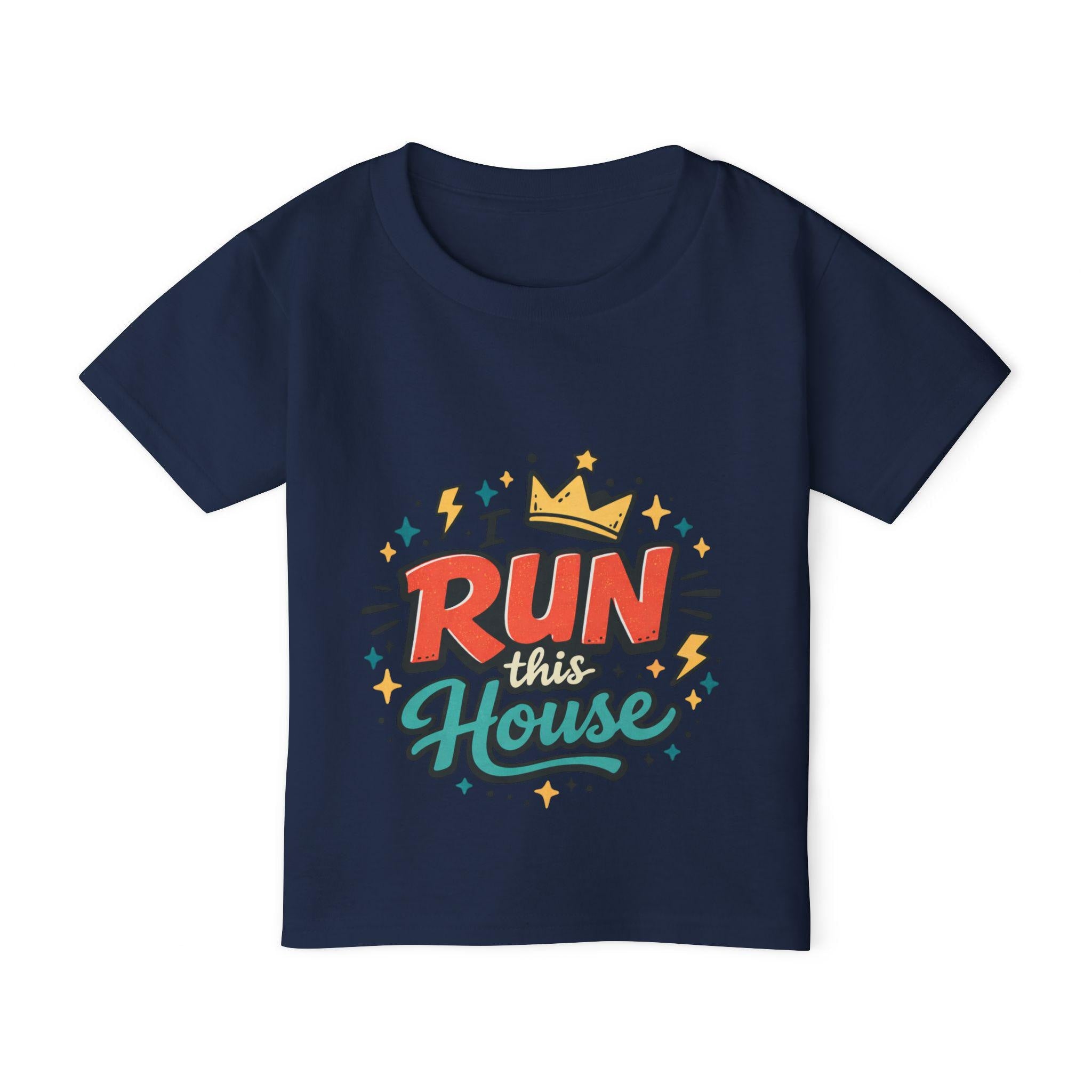 Run This House Toddler T-shirt | Crown Graphic, Bold Retro Script