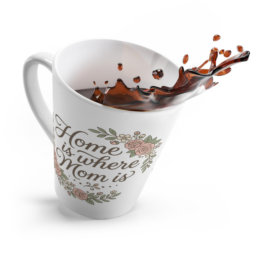 Home Is Where Mom Is Latte Mug | Floral Wreath, Script Typography
