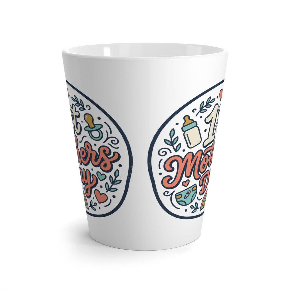 1st Mothers Day Latte Mug | New Mom Coffee Cup, Baby Bottle & Rainbow Design