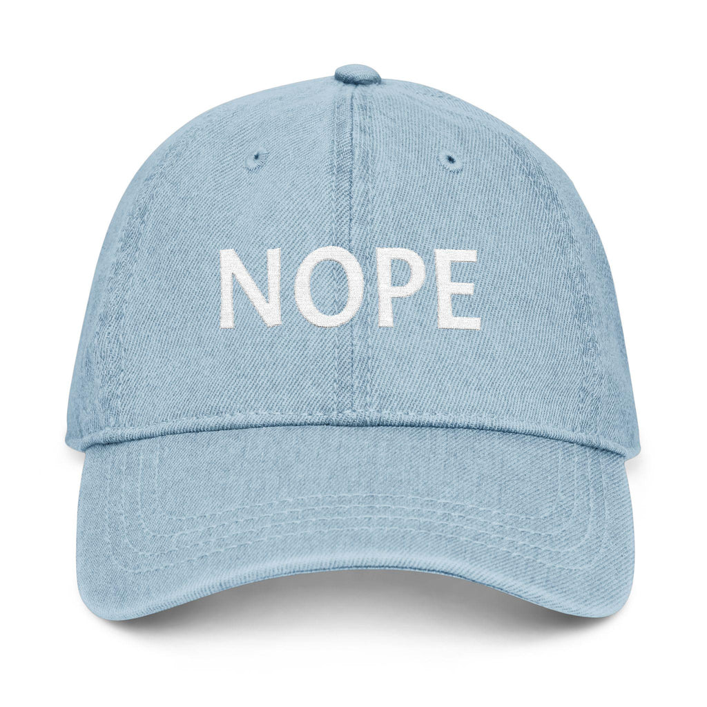 NOPE embroidered denim hat | simple text baseball cap