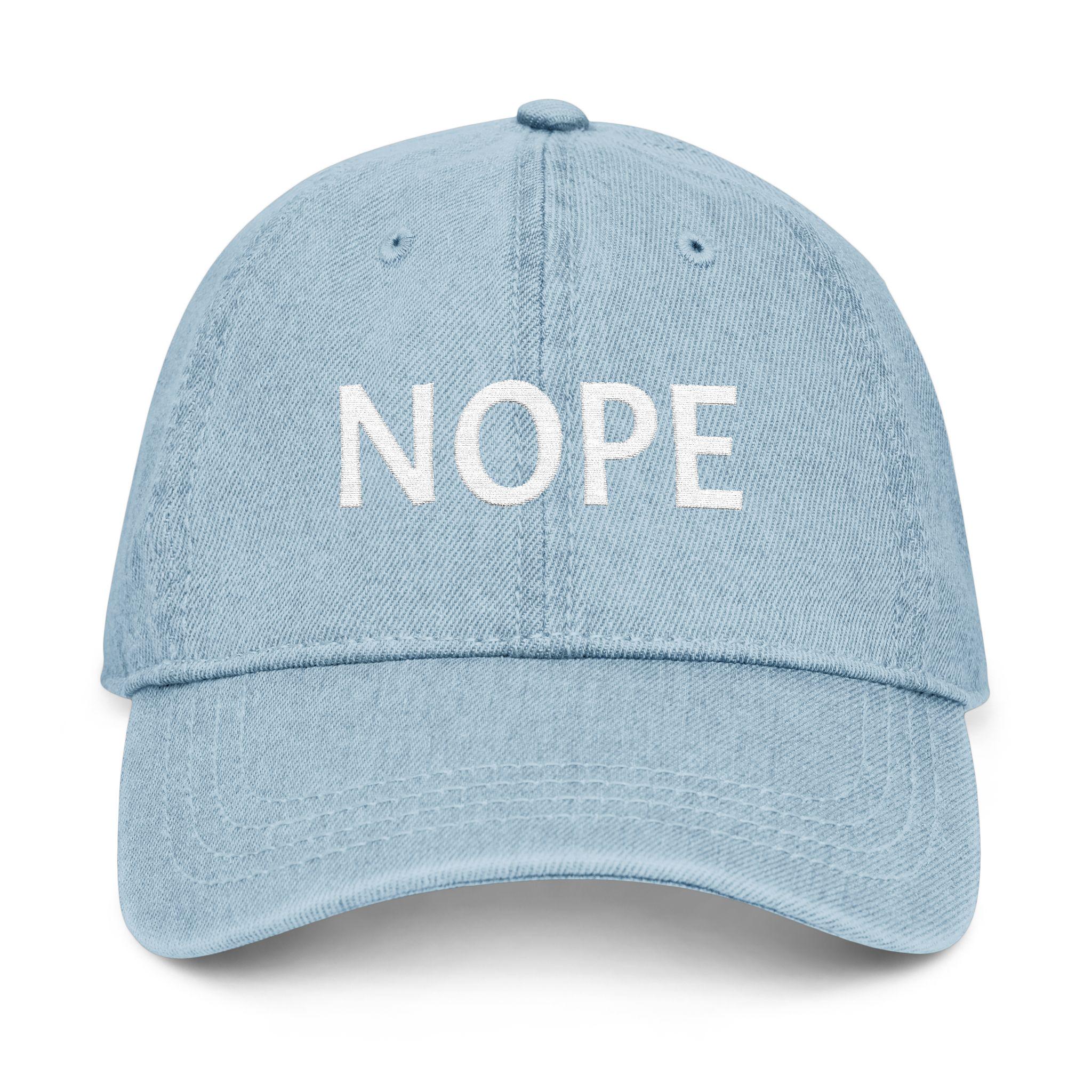 NOPE embroidered denim hat | simple text baseball cap