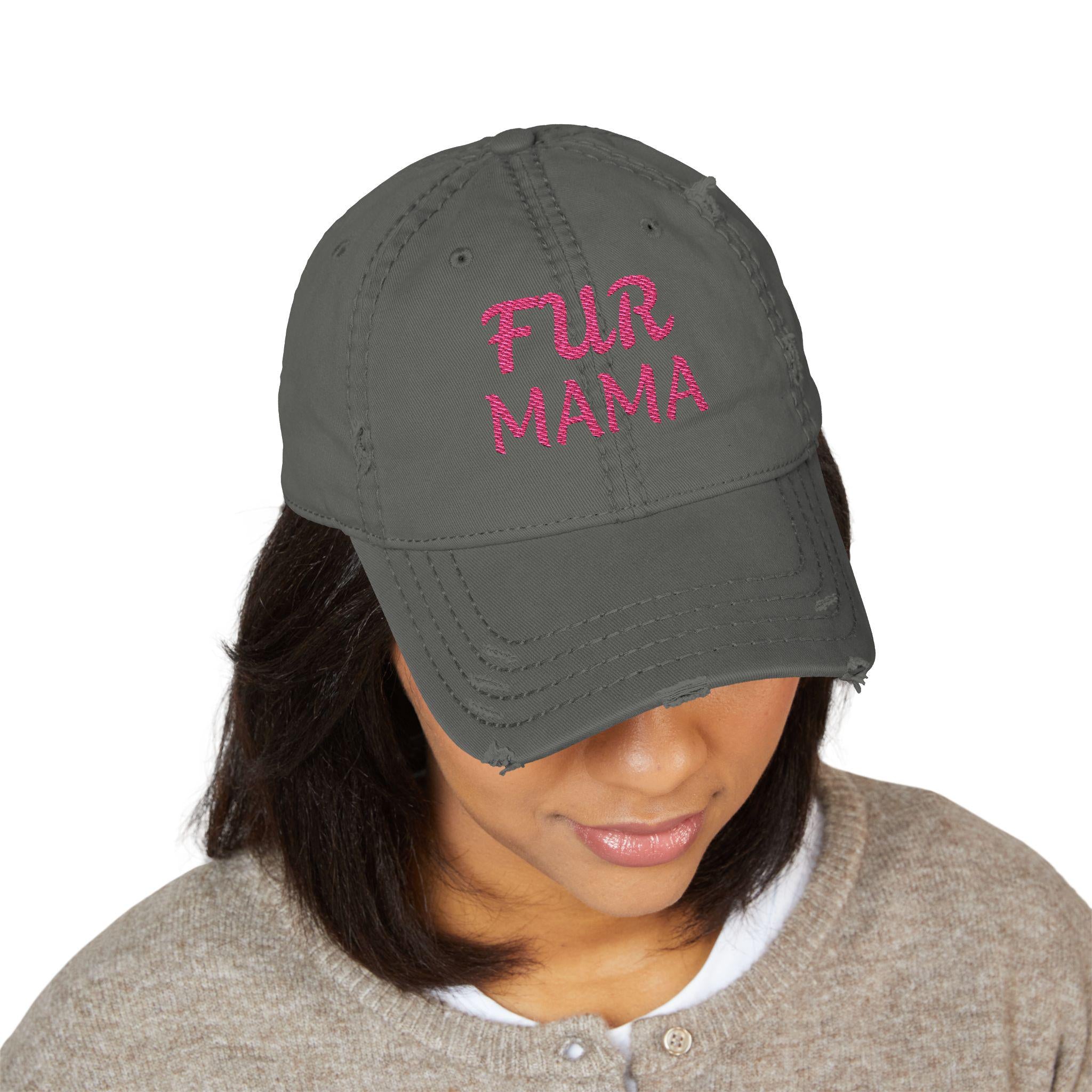 Fur Mama Dad Hat | Embroidered Distressed Cap