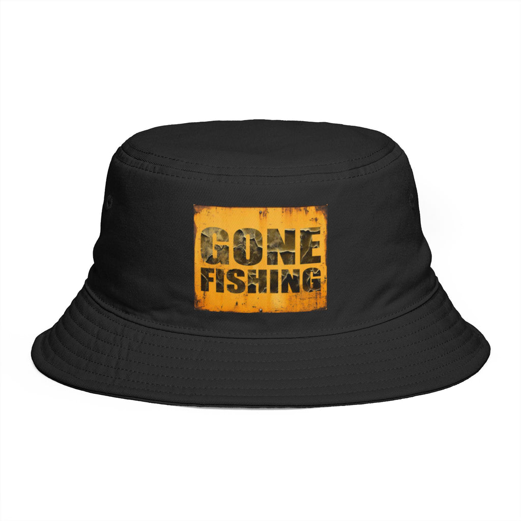 Gone Fishing bucket hat | distressed sign design, outdoor fishing hat
