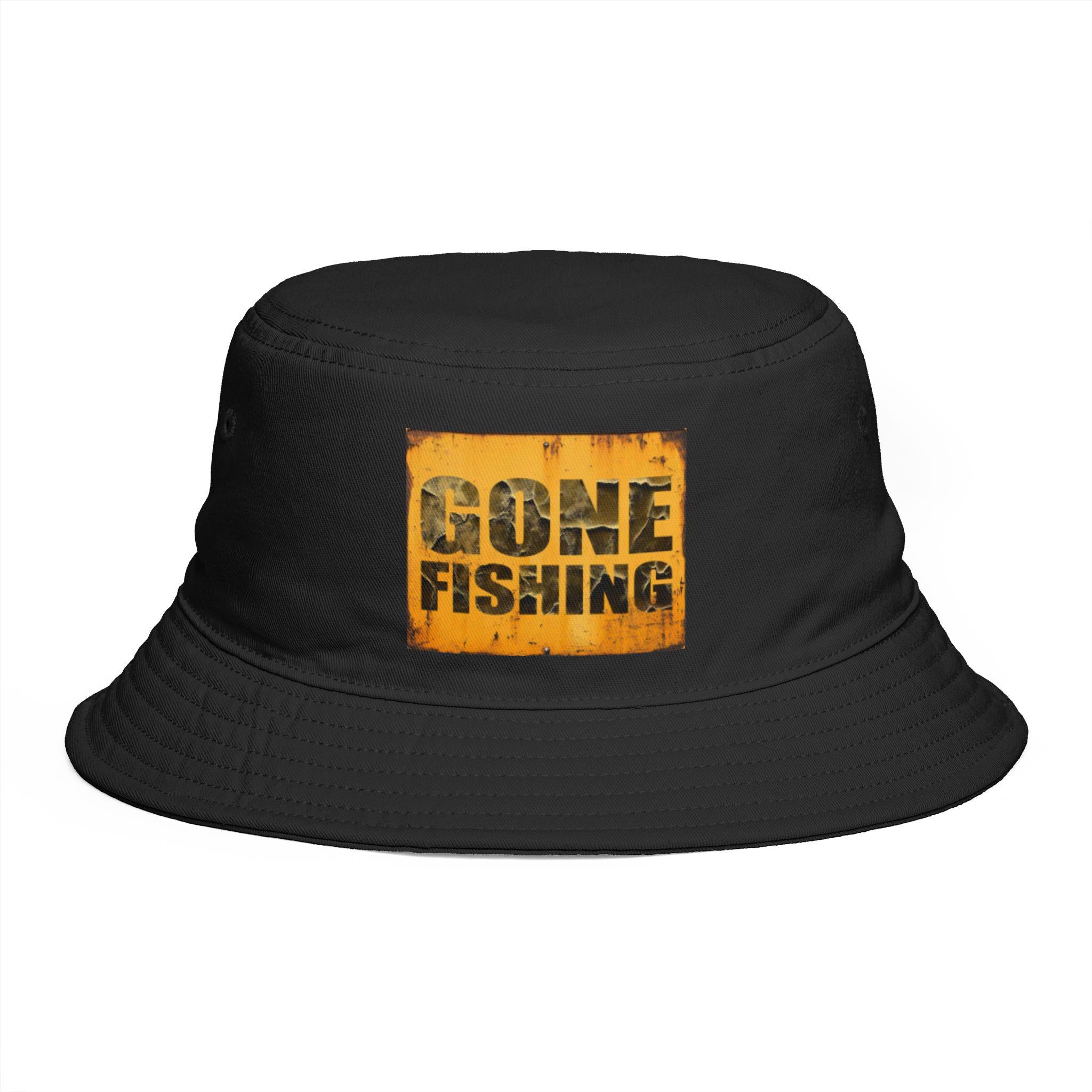 Gone Fishing bucket hat | distressed sign design, outdoor fishing hat