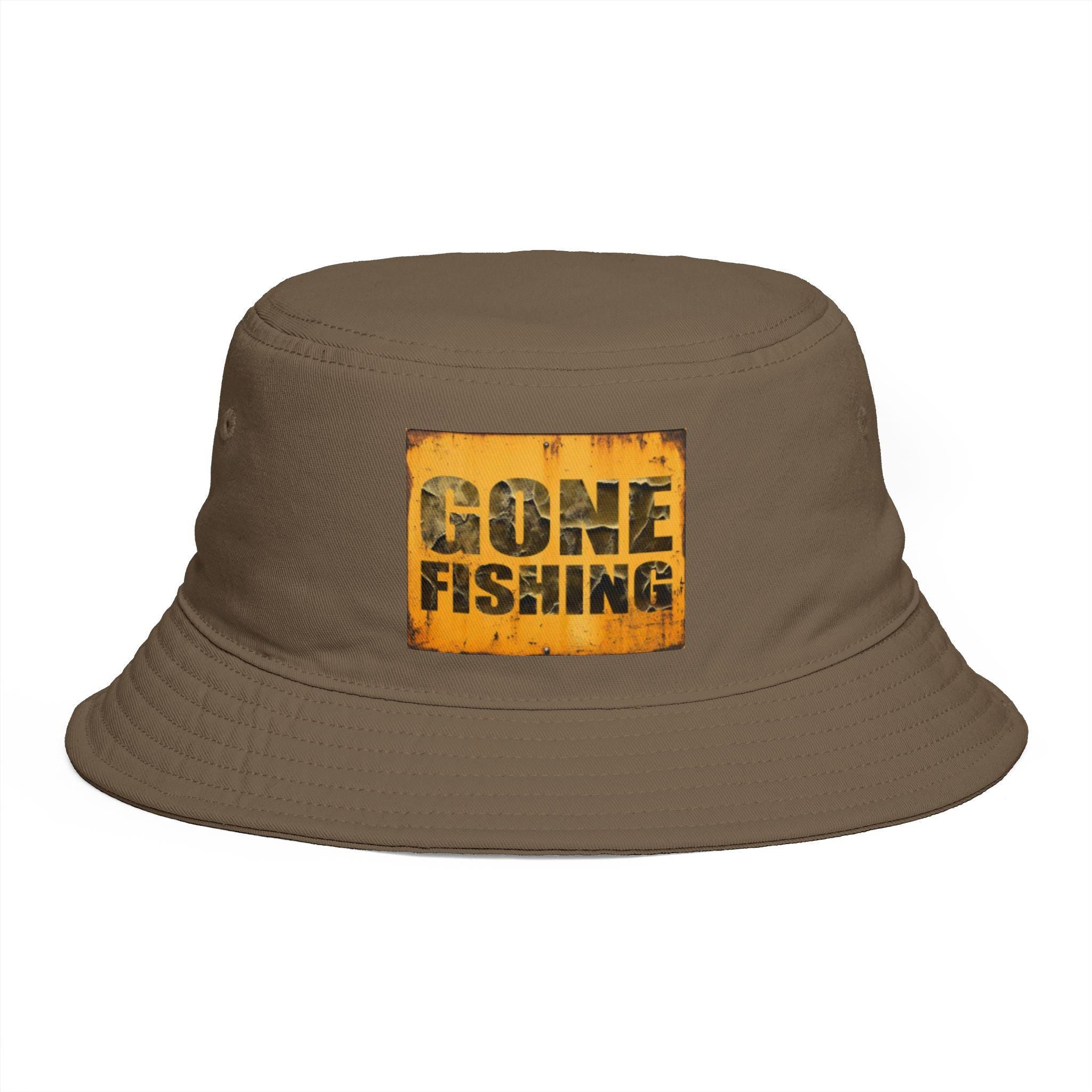 Gone Fishing Bucket Hat | Distressed Cotton Canvas Outdoor Sun Hat