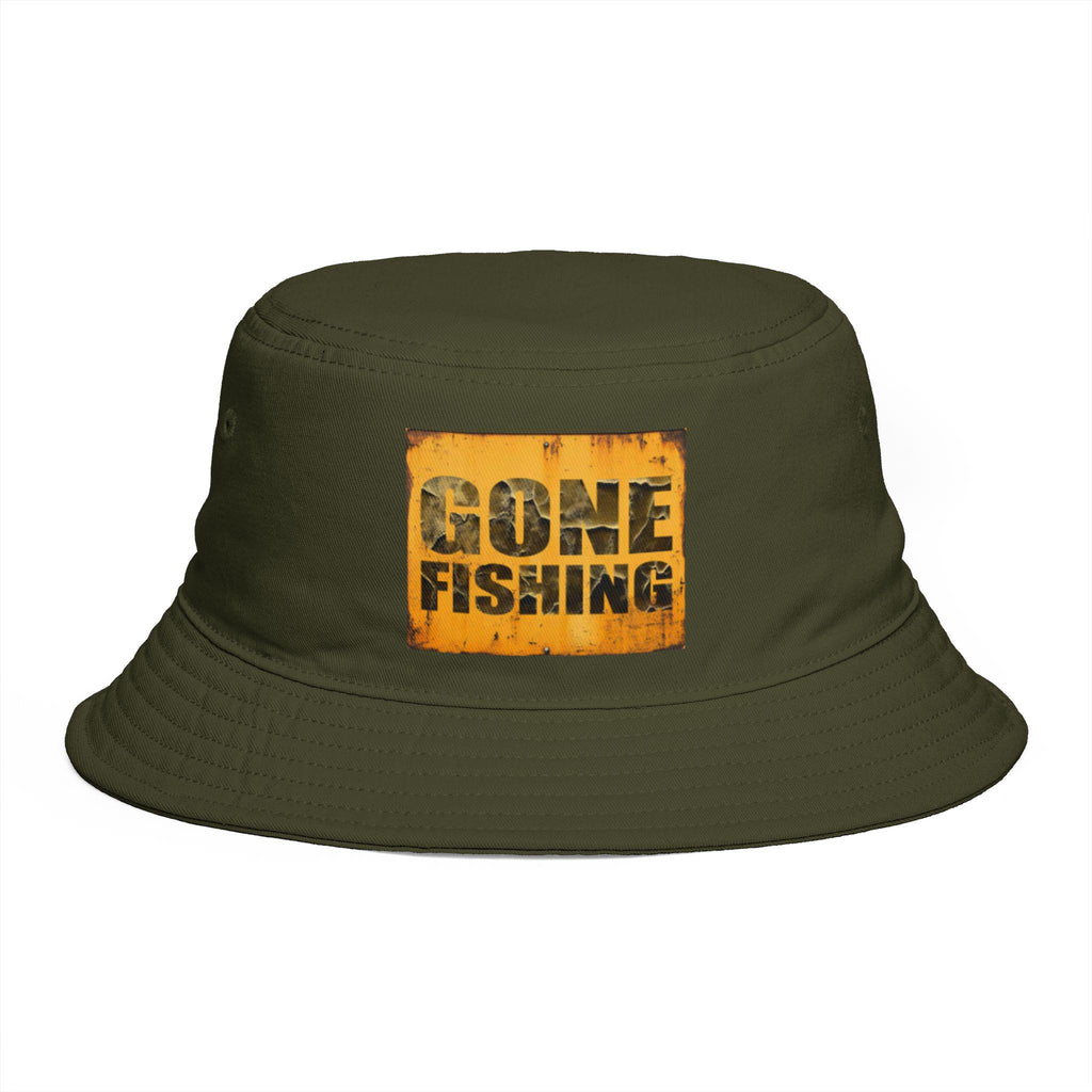 Gone Fishing bucket hat | distressed sign design, outdoor fishing hat