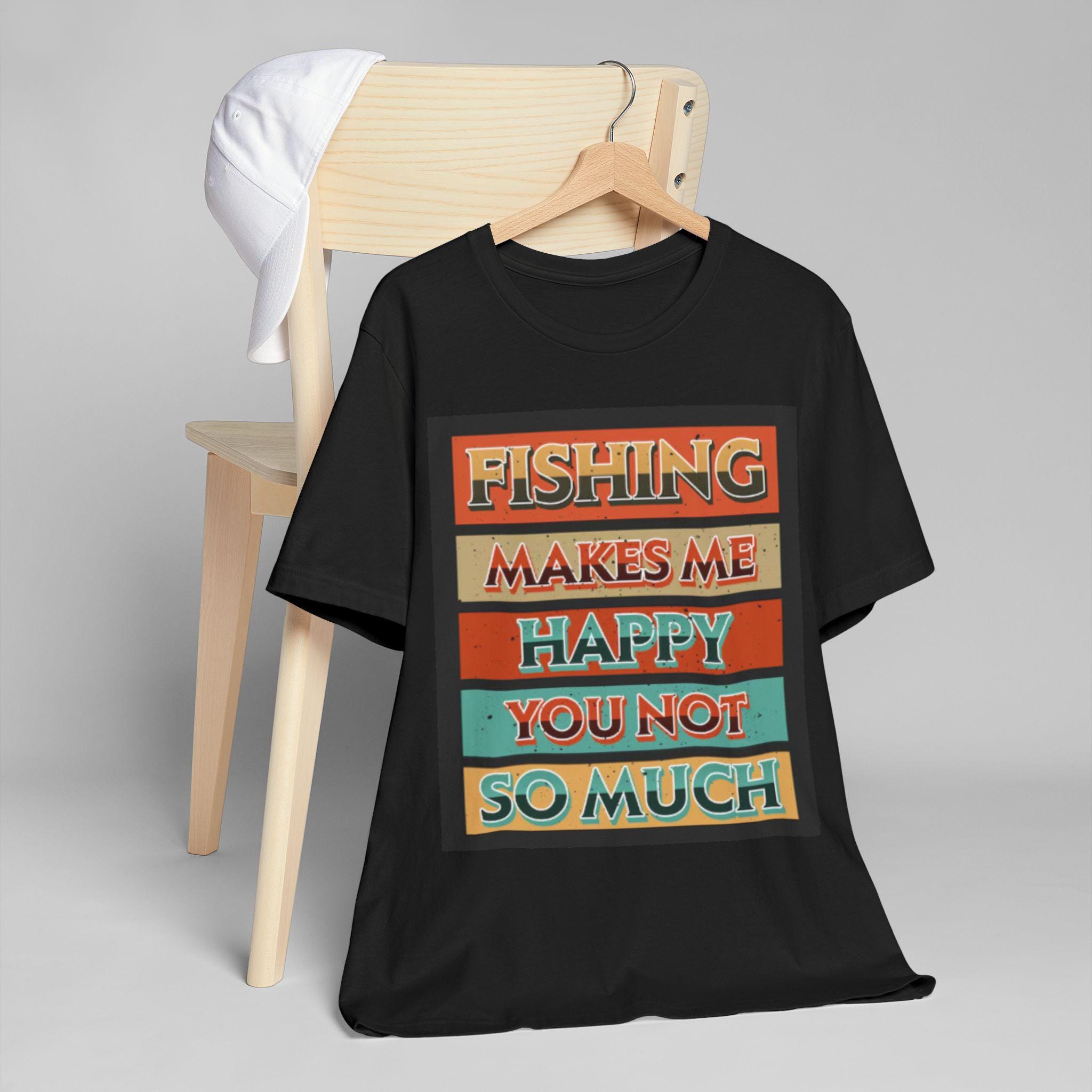 Fishing Makes Me Happy You Not So Much T-Shirt | Retro Striped Fishing Tee