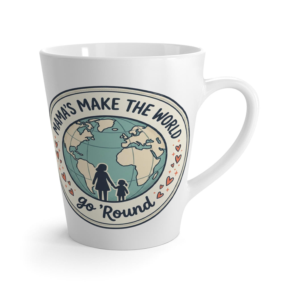 Mama and Child Globe Illustration Latte Mug | Mama's Make the World Go Round