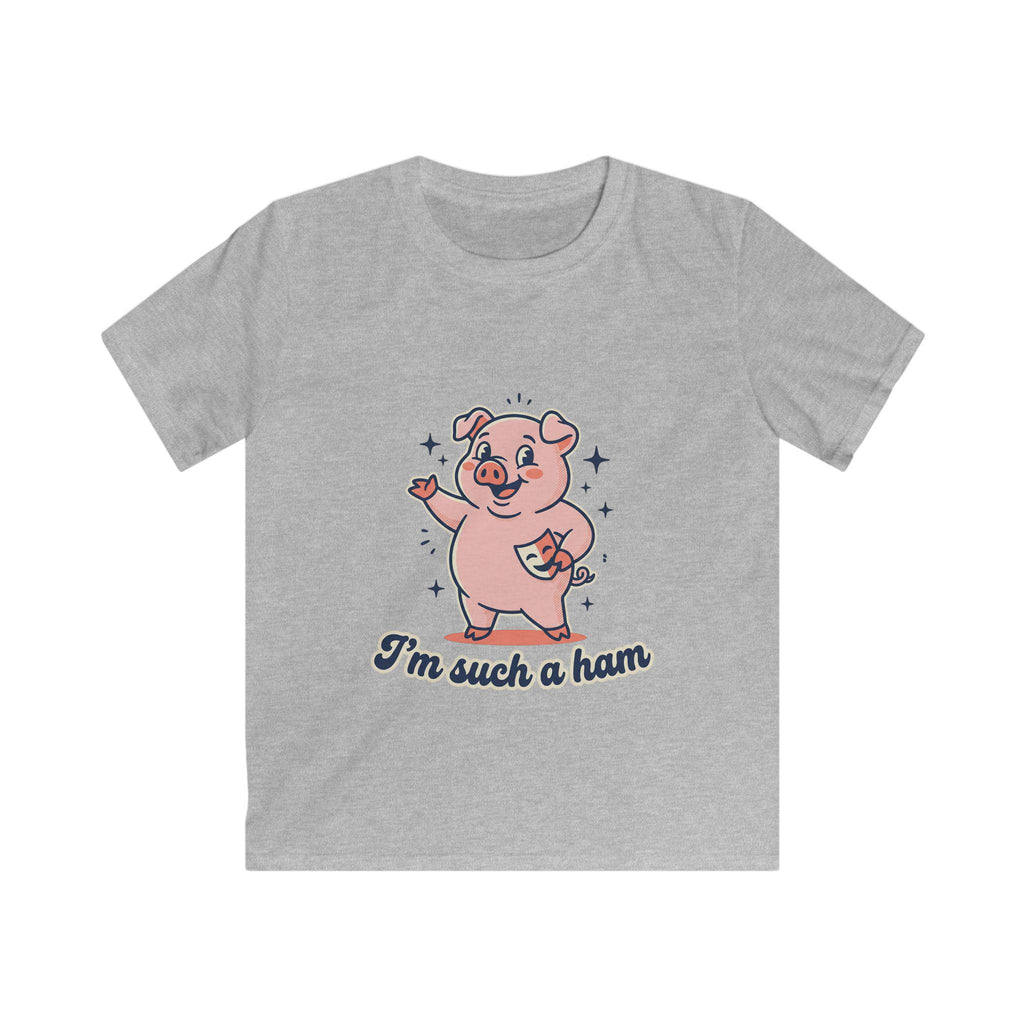 Pink Cartoon Pig "I'm Such a Ham" Kids Tee | Playful Animal Shirt
