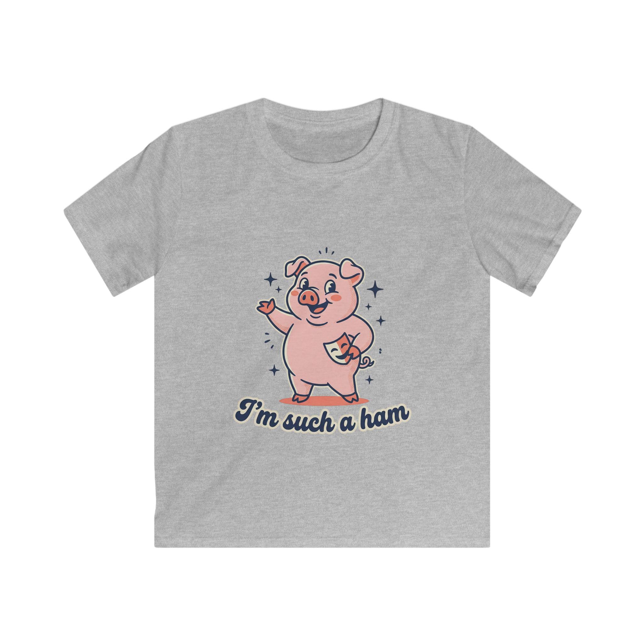 Pink Cartoon Pig "I'm Such a Ham" Kids Tee | Playful Animal Shirt