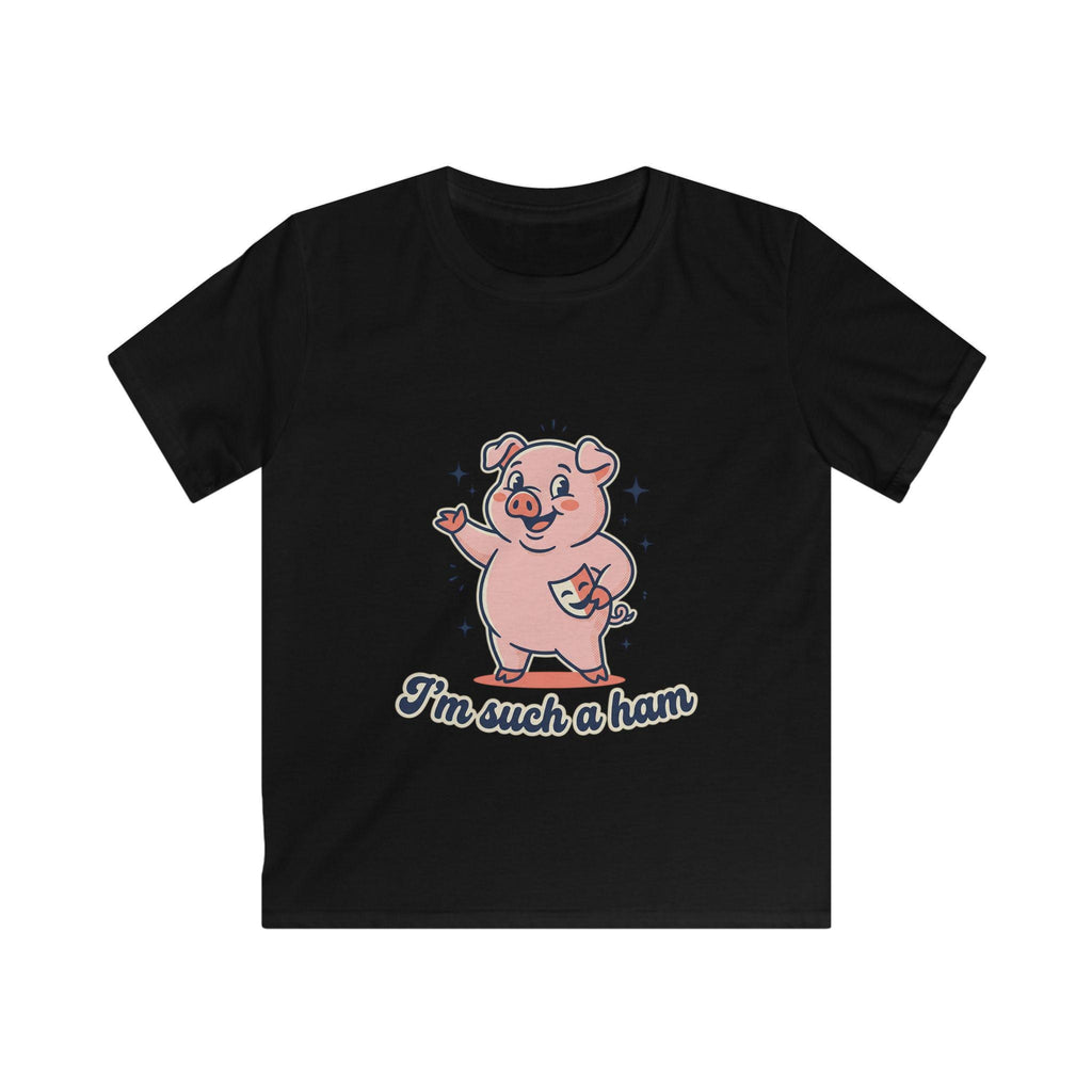 Pink Cartoon Pig "I'm Such a Ham" Kids Tee | Playful Animal Shirt