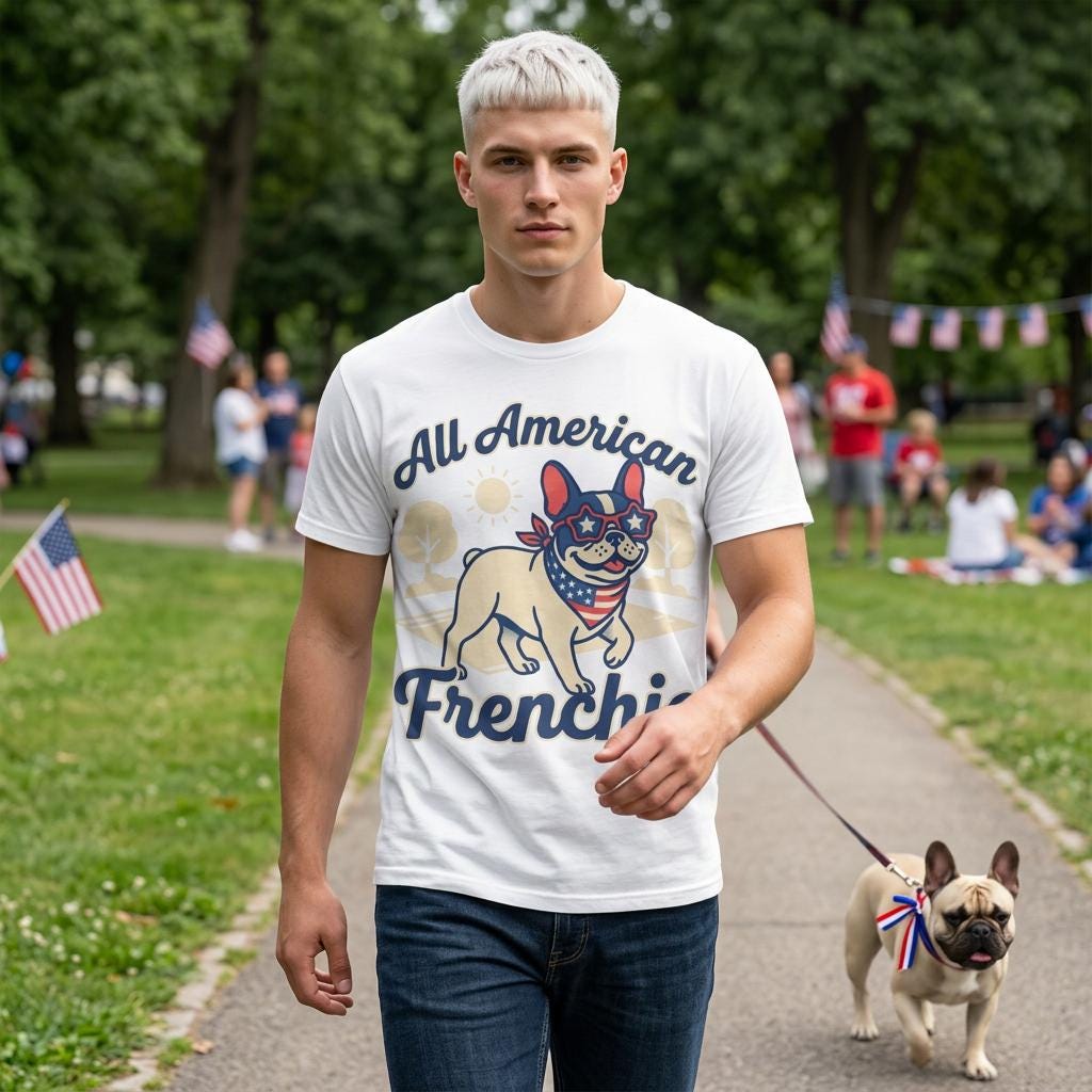 All American Frenchie T-Shirt | Patriotic French Bulldog Tee, 4th of July Dog Shirt