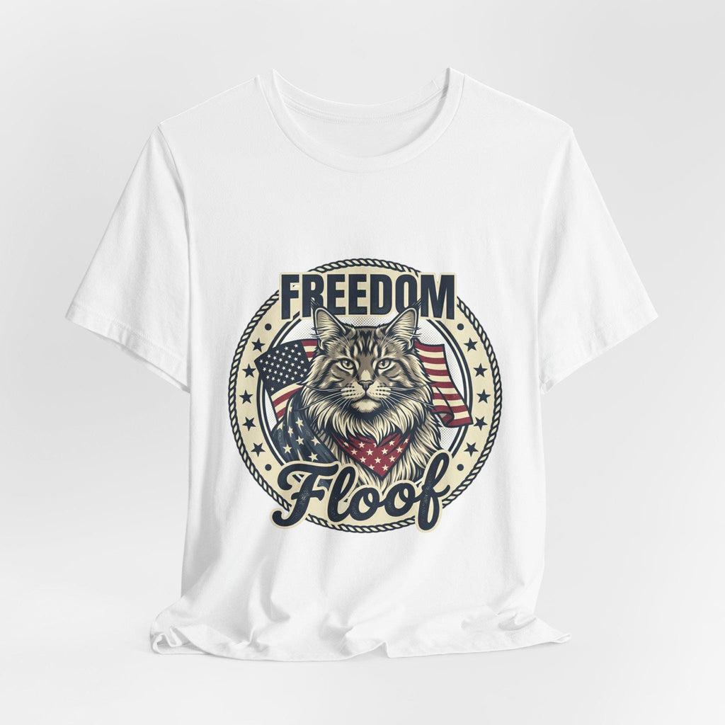 Freedom Floof Cat T-Shirt | Patriotic American Flag Graphic Tee