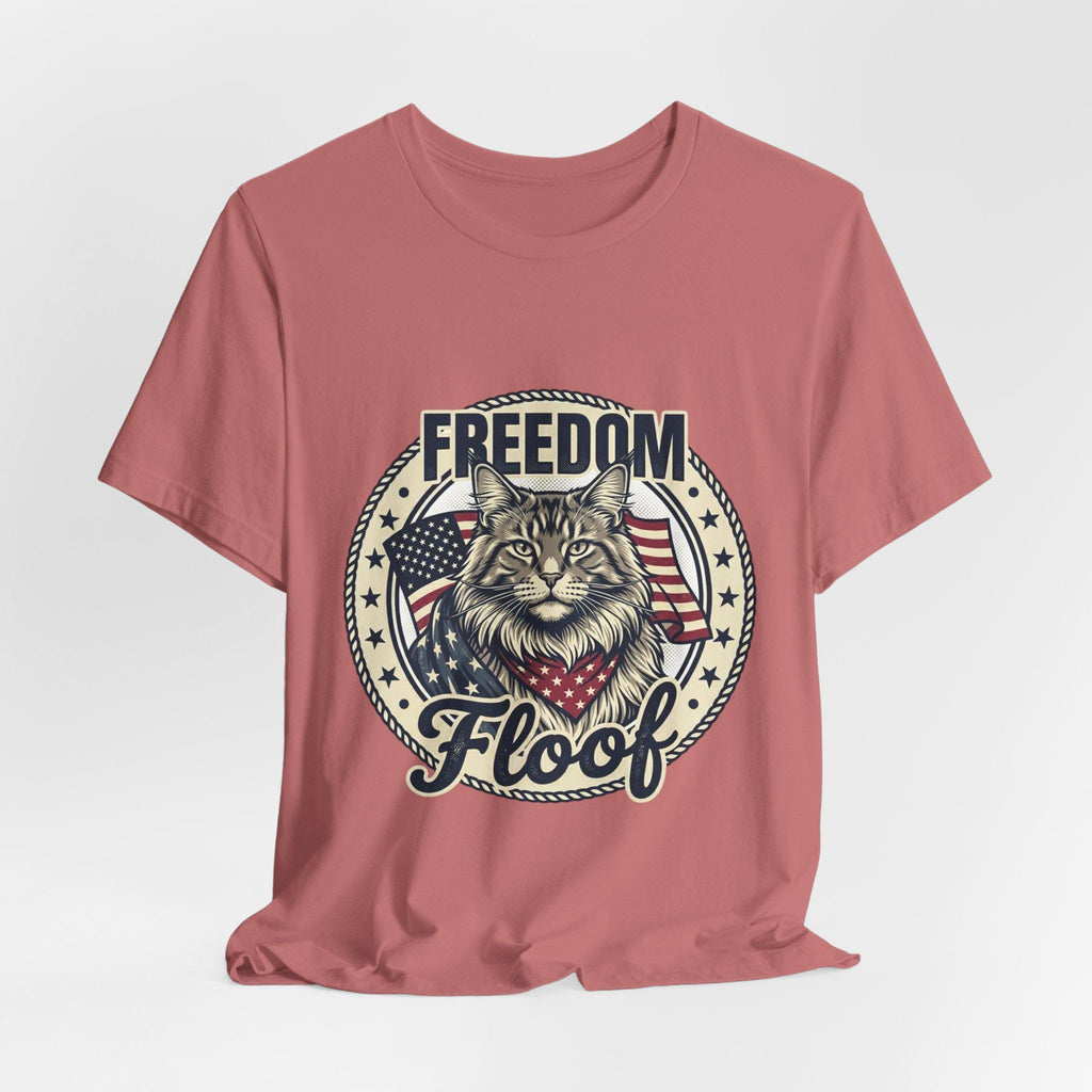 Freedom Floof Cat T-Shirt | Patriotic American Flag Graphic Tee