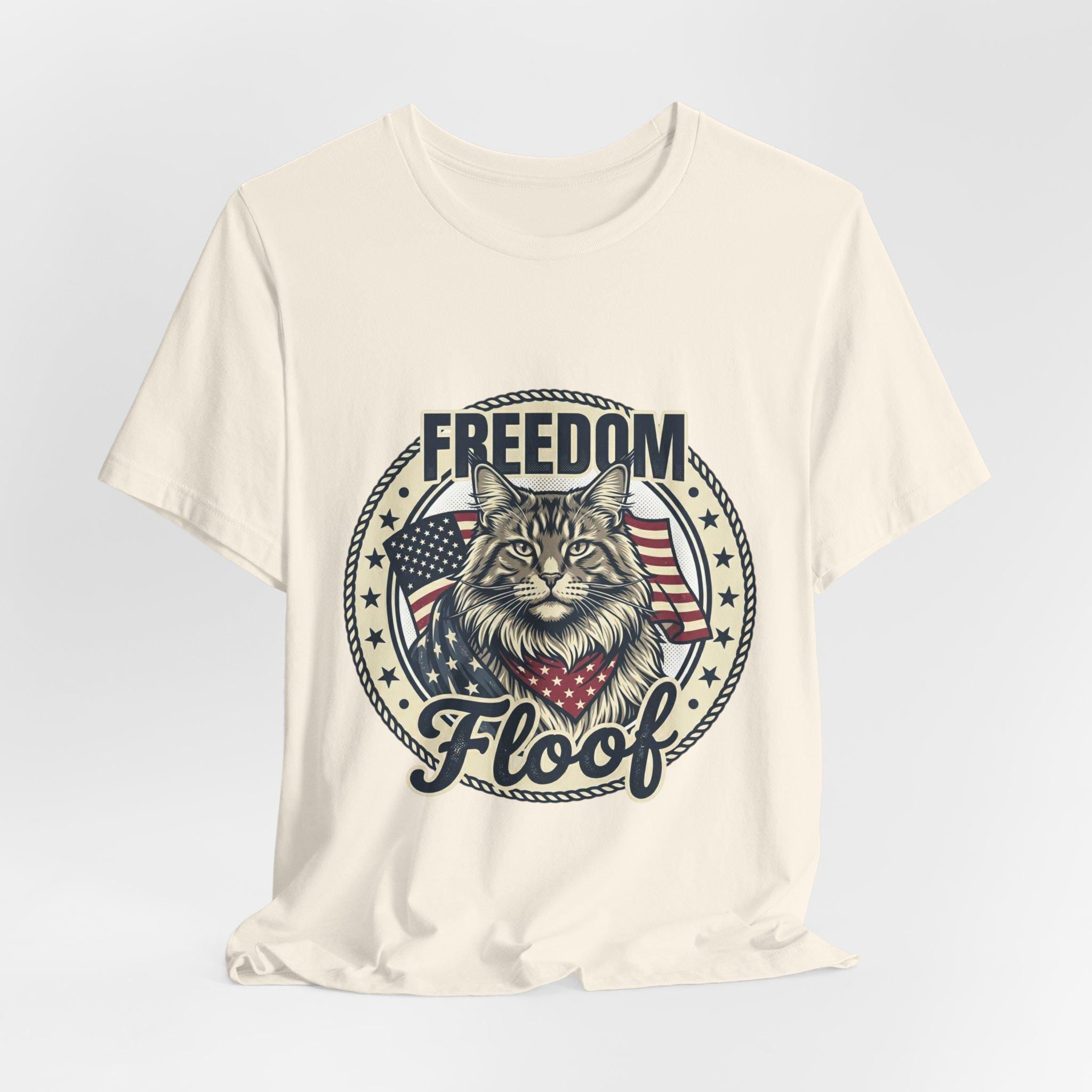 Freedom Floof Cat T-Shirt | Patriotic American Flag Graphic Tee