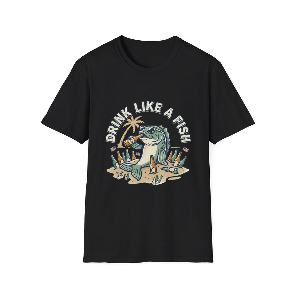 Drink Like a Fish T-Shirt | Fishing Bass Illustration, Coastal Beer Tee