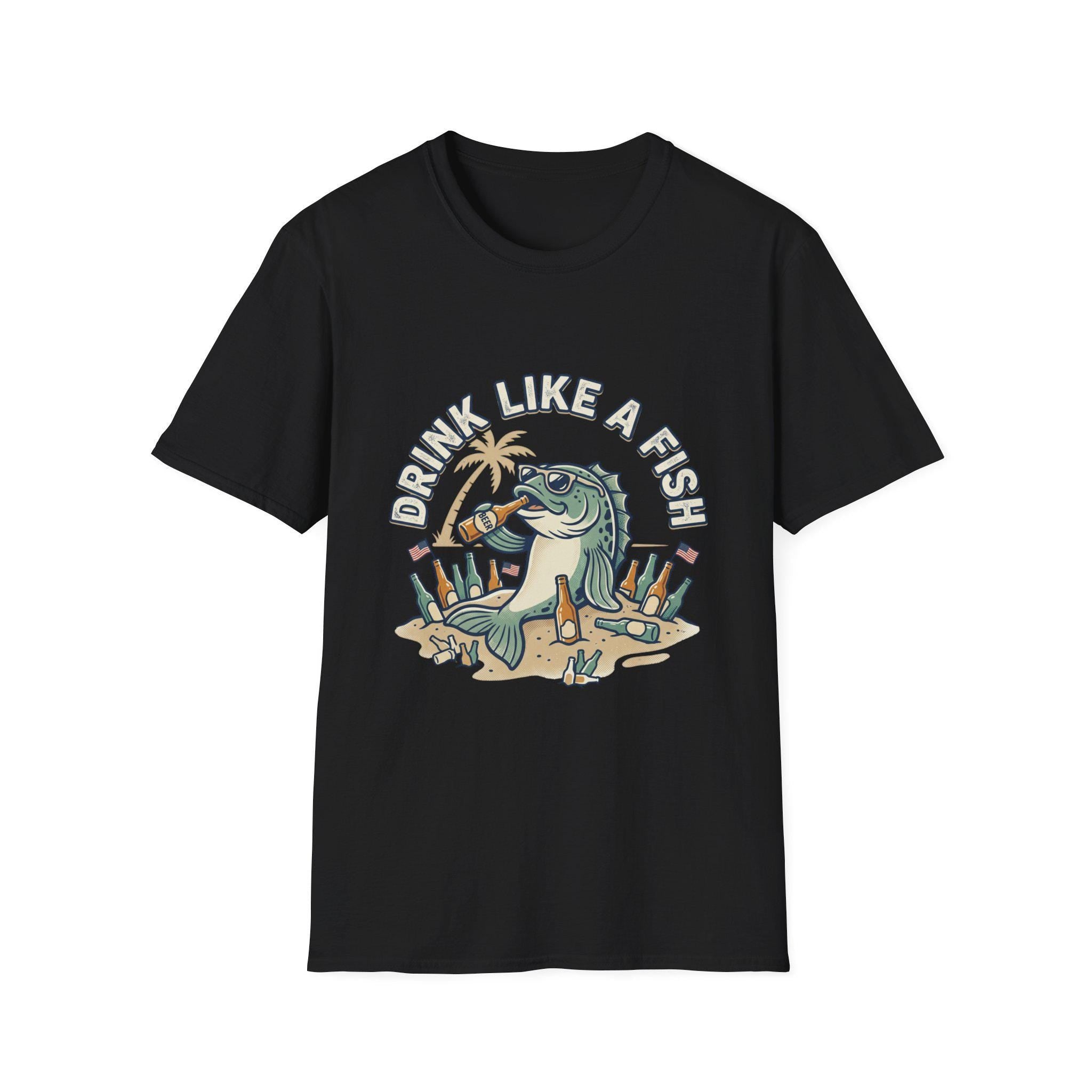Drink Like a Fish T-Shirt | Fishing Bass Illustration, Coastal Beer Tee